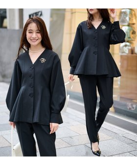 【ラナン/Ranan】のVネックペプラムセットアップ 人気、トレンドファッション・服の通販 founy(ファニー) ファッション Fashion レディースファッション Fashion for Women トップス・カットソー Cut & Sew Tops Vネックトップス V-Neck Tops / V-Cut Neckline Shirts インナー Innerwear シェイプ Shape, Slim Fit シンプル Simple, Minimal スーツ Suit, Formalwear ドロップ Drop Shoulder, Dropped Style フォーマル Formal, Dressy ペプラム Peplum, Flared Hem セレモニー Ceremony 卒業式 Graduation Ceremony |ID:prp329100004913626