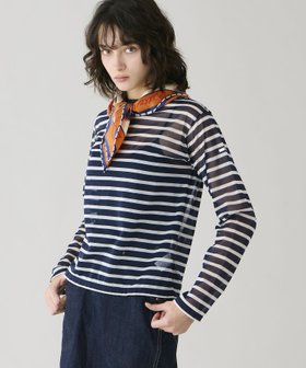 【ビショップ/Bshop】のシースルー ボートネック長袖カットソー WOMEN 人気、トレンドファッション・服の通販 founy(ファニー) ファッション Fashion レディースファッション Fashion for Women トップス・カットソー Cut & Sew Tops カットソー・ベーシックTシャツ Cut-and-Sewn Tops / Stretch Tees & Basics カットソー Cut and Sewn Top バスク Basque, Basque Style パターン Pattern, Design Print フランス France, French ボーダー Border, Stripe 長袖 Long Sleeve, Full Sleeve |ID:prp329100004913648