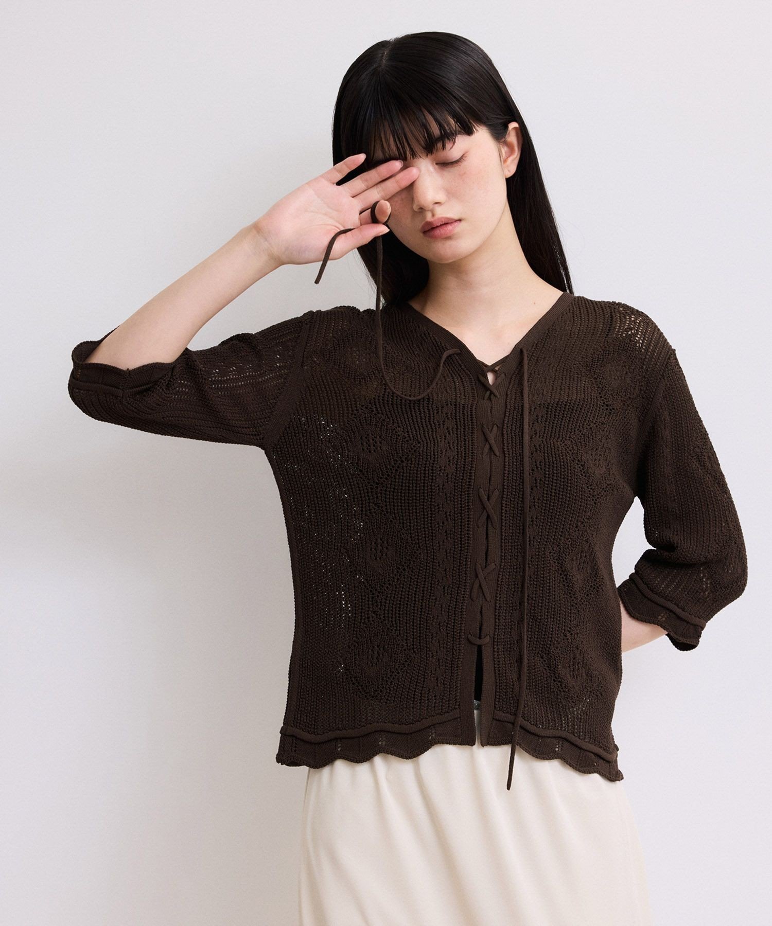 【アダム エ ロペ/ADAM ET ROPE'】の【WEB限定】2wayレースアップカーディガン 人気、トレンドファッション・服の通販 founy(ファニー) ファッション Fashion レディースファッション Fashion for Women トップス・カットソー Cut & Sew Tops カーディガン・羽織り Layered Style Cardigans カーディガン Cardigan, Knitwear スカラップ Scallop, Scalloped Edge デニム Denim, Jeans Material ポケット Pocket, Pocket Detail レース Lace, Lace Fabric ワイド Wide, Wide Fit おすすめ Recommended / Our Picks 2026年 2026 other-1|ID: prp329100004913793 ipo3291000000036823176