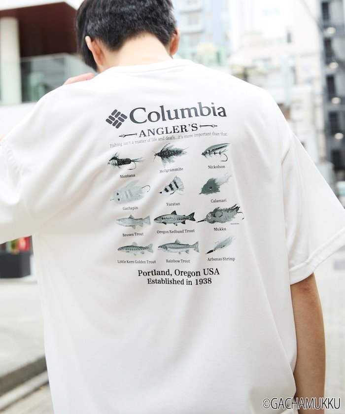 【フリークスストア/FREAK'S STORE】のガチャピン・ムック×Columbia×FREAK S STORE 別注 インペリアルパーク ルアーモチーフ バックプリント Tシャツ【限定展開】 人気、トレンドファッション・服の通販 founy(ファニー) 　ファッション　Fashion　レディースファッション　Fashion for Women　トップス・カットソー　Cut & Sew Tops　シャツ・ブラウス・オフィスカジュアル　Elegant Blouses & Button-Ups　ロングTシャツ・Tシャツ　Longline T-Shirts & Tees　バッグ　Bags　インナー　Innerwear　カーゴパンツ　Cargo Pants, Utility Pants　グラフィック　Graphic, Graphic Design　コラボ　Collaboration, Collab　吸水　Absorbent, Quick-Dry　ショーツ　Shorts, Short Pants　シンプル　Simple, Minimal　スペシャル　Special, Limited Edition　デニム　Denim, Jeans Material　トレンド　Trend, Trending Now　定番　Standard, Basic Item　人気　Popular, Best Seller　バランス　Balance, Style Balance　ビッグ　Big, Oversized　フィット　Fit, Slim Fit　フロント　Front, Front Design　プリント　Print, Printed Pattern　ボトム　Bottoms, Lower Wear　別注　Limited Edition, Custom Order　リラックス　Relax, Relaxed Fit　ワイド　Wide, Wide Fit　ワンポイント　One Point, Statement Accent　S/S・春夏　SS, Spring/Summer, Warm Season　おすすめ　Recommended / Our Picks　 other-1|ID: prp329100004913799 ipo3291000000036823199