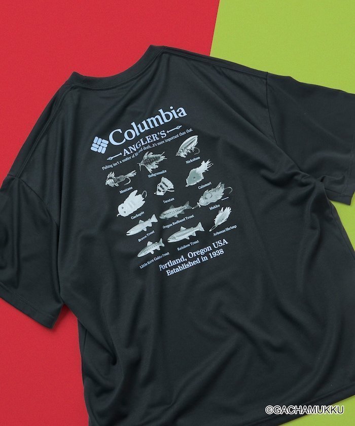 【フリークスストア/FREAK'S STORE】のガチャピン・ムック×Columbia×FREAK S STORE 別注 インペリアルパーク ルアーモチーフ バックプリント Tシャツ【限定展開】 インテリア・キッズ・メンズ・レディースファッション・服の通販 founy(ファニー) 　ファッション　Fashion　レディースファッション　Fashion for Women　トップス・カットソー　Cut & Sew Tops　シャツ・ブラウス・オフィスカジュアル　Elegant Blouses & Button-Ups　ロングTシャツ・Tシャツ　Longline T-Shirts & Tees　バッグ　Bags　インナー　Innerwear　カーゴパンツ　Cargo Pants, Utility Pants　グラフィック　Graphic, Graphic Design　コラボ　Collaboration, Collab　吸水　Absorbent, Quick-Dry　ショーツ　Shorts, Short Pants　シンプル　Simple, Minimal　スペシャル　Special, Limited Edition　デニム　Denim, Jeans Material　トレンド　Trend, Trending Now　定番　Standard, Basic Item　人気　Popular, Best Seller　バランス　Balance, Style Balance　ビッグ　Big, Oversized　フィット　Fit, Slim Fit　フロント　Front, Front Design　プリント　Print, Printed Pattern　ボトム　Bottoms, Lower Wear　別注　Limited Edition, Custom Order　リラックス　Relax, Relaxed Fit　ワイド　Wide, Wide Fit　ワンポイント　One Point, Statement Accent　S/S・春夏　SS, Spring/Summer, Warm Season　おすすめ　Recommended / Our Picks　チャコールグレー|ID: prp329100004913799 ipo3291000000036823202