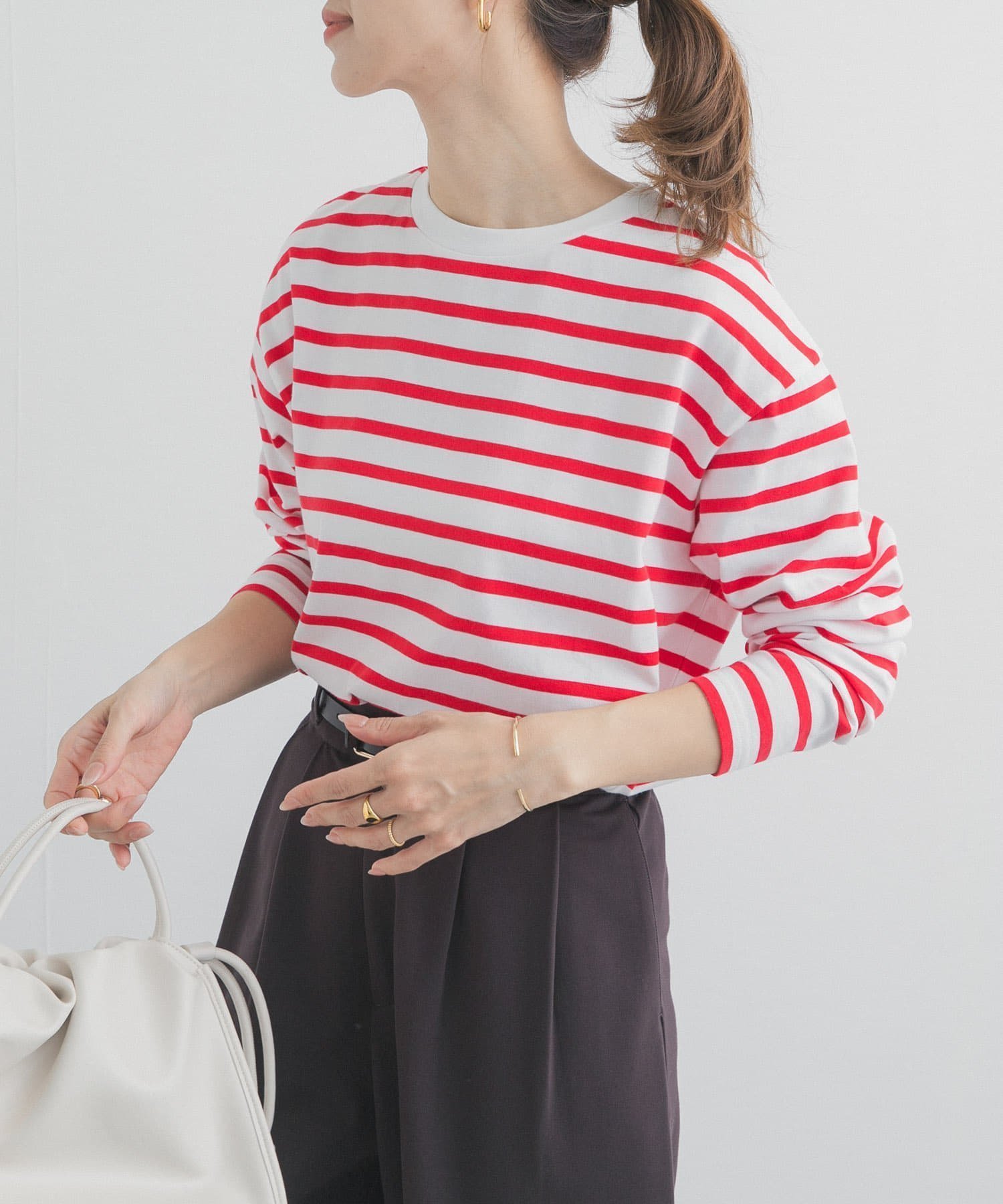 【アーバンリサーチ ドアーズ/URBAN RESEARCH DOORS】のボーダーワイドプルオーバー インテリア・キッズ・メンズ・レディースファッション・服の通販 founy(ファニー) ファッション Fashion レディースファッション Fashion for Women トップス・カットソー Cut & Sew Tops カジュアルプルオーバー・ニットトップス Pullovers & Knit Tops / Casual Pullovers 2026年 2026 カットソー Cut and Sewn Top カーディガン Cardigan, Knitwear ジャケット Jacket, Outerwear スマート Smart, Elegant デニム Denim, Jeans Material ボーダー Border, Stripe ロング Long, Long-Length 夏 Summer 春 Spring S/S・春夏 SS, Spring/Summer, Warm Season レッド|ID: prp329100004913907 ipo3291000000036823723