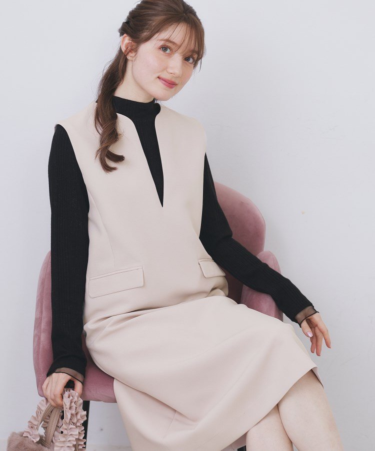 【インデックス/INDEX】のキーネックジャンスカ【洗濯機OK/防シワ/イージーアイロン】 インテリア・キッズ・メンズ・レディースファッション・服の通販 founy(ファニー) 　ファッション　Fashion　レディースファッション　Fashion for Women　おすすめ　Recommended / Our Picks　スタイリッシュ　Stylish, Fashionable　スマート　Smart, Elegant　ダブル　Double, Double-Breasted　ベーシック　Basic, Essential　ポケット　Pocket, Pocket Detail　リラックス　Relax, Relaxed Fit　グレージュ|ID: prp329100004913911 ipo3291000000036823737