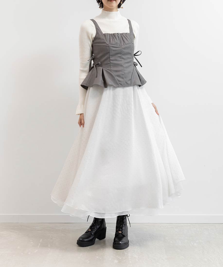 【ランダ/RANDA】のペプラムリボンワンピース インテリア・キッズ・メンズ・レディースファッション・服の通販 founy(ファニー) ファッション Fashion レディースファッション Fashion for Women ワンピース Dresses ドッキング Docking, Mixed Material ドット Polka Dot, Dot Pattern フィット Fit, Slim Fit フェミニン Feminine, Girly ペプラム Peplum, Flared Hem リボン Ribbon, Bow ロング Long, Long-Length GRAY|ID: prp329100004915846 ipo3291000000036847637