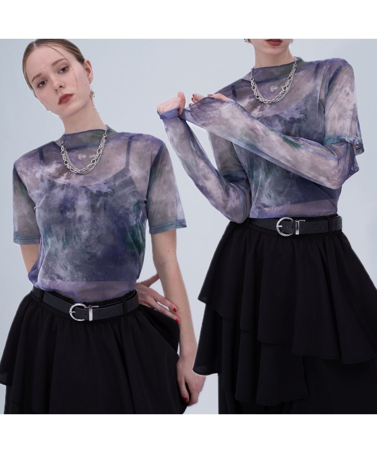 【ハレ/HARE】の2WAYニュアンスガラシアーT インテリア・キッズ・メンズ・レディースファッション・服の通販 founy(ファニー) 　ファッション　Fashion　レディースファッション　Fashion for Women　インナー　Innerwear　ウェーブ　Wavy Pattern　ショート　Short, Short Length　ストレート　Straight, Straight Cut　センター　Center, Center Line　長袖　Long Sleeve, Full Sleeve　ビスチェ　Bustier, Corset Top　ビンテージ　Vintage, Retro Style　フェミニン　Feminine, Girly　フレア　Flare, Flared　半袖　Short Sleeve, Half Sleeve　ワイド　Wide, Wide Fit　おすすめ　Recommended / Our Picks　エレガント 上品　Elegant　パープル92|ID: prp329100004915978 ipo3291000000036849486