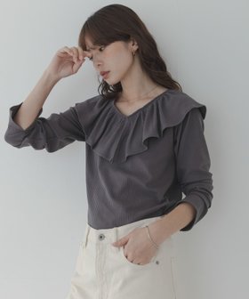 【サニーレーベル/Sonny Label / URBAN RESEARCH】の『WEB限定』フリルカラーテレコプルオーバー 人気、トレンドファッション・服の通販 founy(ファニー) ファッション Fashion レディースファッション Fashion for Women トップス・カットソー Cut & Sew Tops カジュアルプルオーバー・ニットトップス Pullovers & Knit Tops / Casual Pullovers 2026年 2026 カットソー Cut and Sewn Top ガーリー Girly, Feminine Style スリット Slit, Slit Detail テレコ Ribbed, Rib Stitch フリル Frill, Ruffle フレア Flare, Flared 夏 Summer 春 Spring S/S・春夏 SS, Spring/Summer, Warm Season 洗える Machine Washable |ID:prp329100004915999