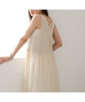 【バブ ブージュルード/Bab Bou Jeloud】の【低身長~高身長向けサイズあり】クロシェコンビキャミワンピース 人気、トレンドファッション・服の通販 founy(ファニー) ファッション Fashion レディースファッション Fashion for Women ワンピース Dresses キャミソールワンピース Camisole Dresses ギャザー Gathered, Ruffled クロシェ Crochet, Knitted Lace 切替 Switching, Contrast Panel サマー Summer, Summer Style サンダル Sandals, Summer Shoes ストレート Straight, Straight Cut スニーカー Sneakers, Trainers スマート Smart, Elegant チェック Check, Plaid, Tartan トレンド Trend, Trending Now ドッキング Docking, Mixed Material バランス Balance, Style Balance 羽織 Haori, Light Jacket リボン Ribbon, Bow 夏 Summer エレガント 上品 Elegant |ID:prp329100004916042