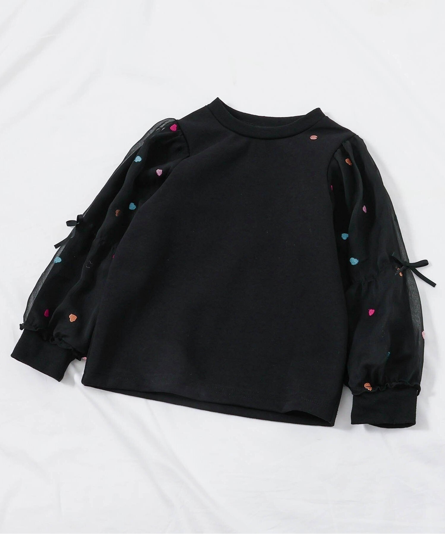 【エフオー オンラインストア/F.O.Online Store / KIDS】のWEB限定 3柄シアースリーブトップス インテリア・キッズ・メンズ・レディースファッション・服の通販 founy(ファニー) 　ファッション　Fashion　キッズファッション　Fashion for Kids　トップス・カットソー　Cut & Sew Tops　長袖　Long Sleeve, Full Sleeve　ブラック|ID: prp329100004917449 ipo3291000000036874335