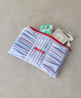 【バースデイバー/BIRTHDAY BAR】の新色追加! ストライプコットンポーチM 人気、トレンドファッション・服の通販 founy(ファニー) ファッション Fashion レディースファッション Fashion for Women ポーチ&ミニバッグ Pouches & Mini Bags カラフル Colorful Design ストライプ Stripe, Striped Pattern トラベル Travel, Travel Gear フリル Frill, Ruffle ポーチ Pouch, Small Case リボン Ribbon, Bow |ID:prp329100004917469