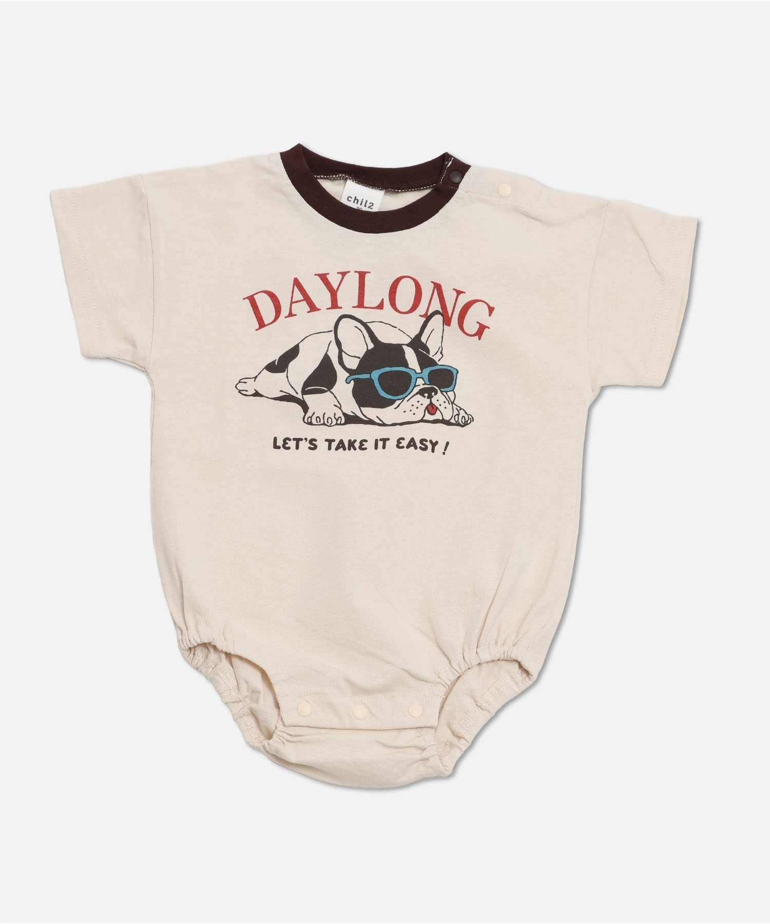 【チルツー/chil2 / KIDS】のプリント半袖ロンパース インテリア・キッズ・メンズ・レディースファッション・服の通販 founy(ファニー) 　ファッション　Fashion　キッズファッション　Fashion for Kids　プリント　Print, Printed Pattern　ロンパース　Romper, Jumpsuit　半袖　Short Sleeve, Half Sleeve　Iフレンチブル/クリーム|ID: prp329100004918077 ipo3291000000036888911