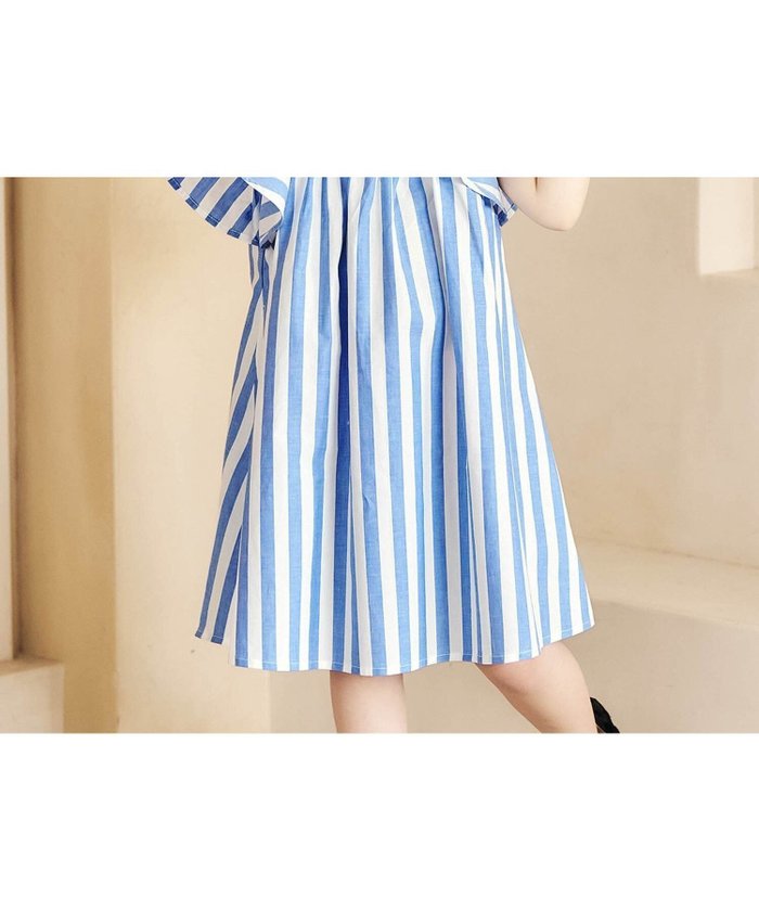 【エフオー オンラインストア/F.O.Online Store / KIDS】の【リンク】肩リボンフレアヒロインワンピース インテリア・キッズ・メンズ・レディースファッション・服の通販 founy(ファニー) https://founy.com/ ファッション Fashion キッズファッション Fashion for Kids ワンピース Dresses ネップ Nepp, Slub Yarn プリント Print, Printed Pattern |ID: prp329100004918082 ipo3291000000036888951