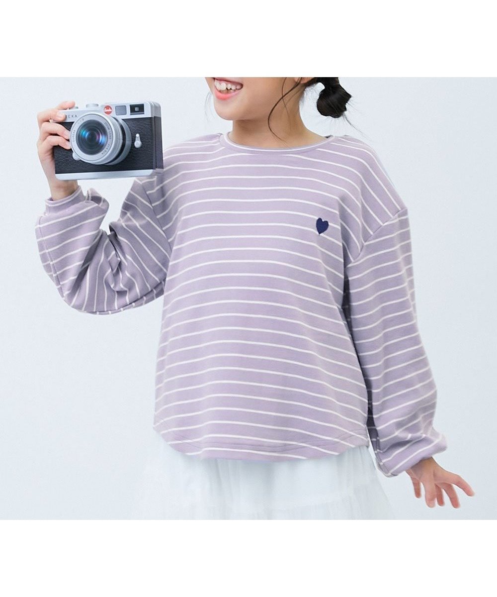 【デビロック/devirock / KIDS】のもちもちストレッチ ガールズ ハート刺繍 長袖Tシャツ 子供服 キッズ 女の子 26SS インテリア・キッズ・メンズ・レディースファッション・服の通販 founy(ファニー) 　ファッション　Fashion　キッズファッション　Fashion for Kids　ストレッチ　Stretch, Stretchy Fabric　長袖　Long Sleeve, Full Sleeve　ワンポイント　One Point, Statement Accent　おすすめ　Recommended / Our Picks　2026年　2026　DバイオレットBD|ID: prp329100004918089 ipo3291000000036889011