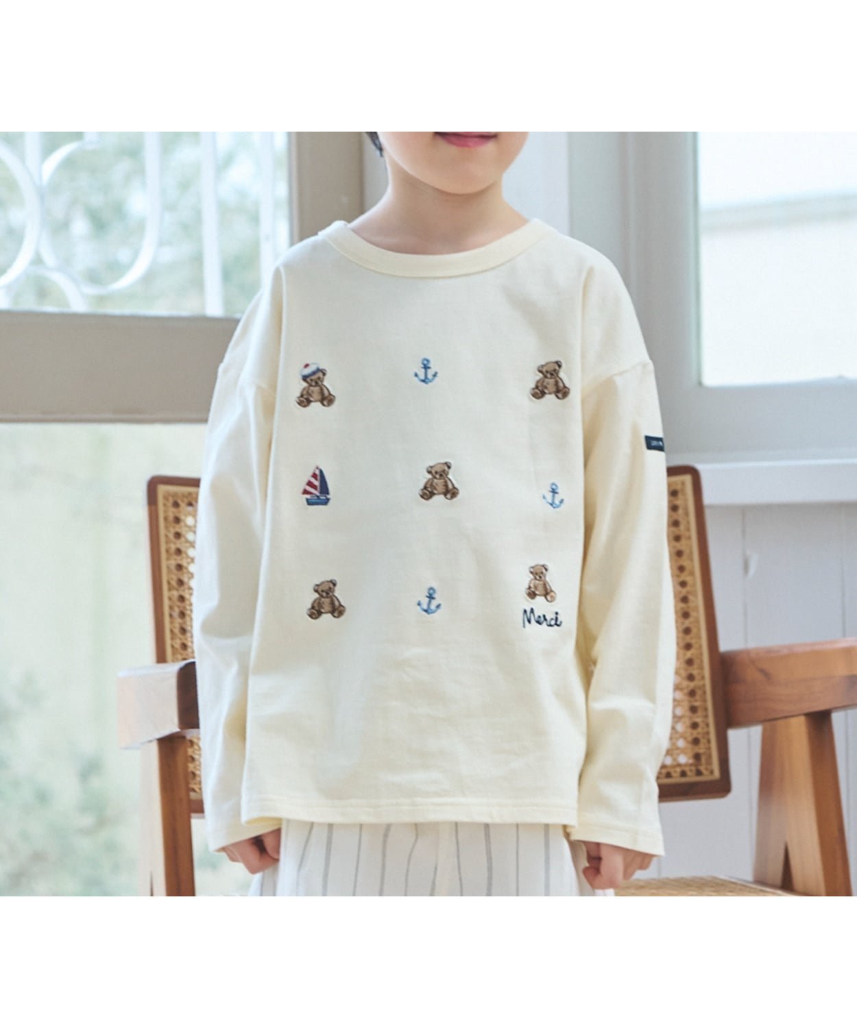 【ナルミヤ オンライン/NARUMIYA ONELINE / KIDS】の【リンク】くま刺しゅうマリン長袖Tシャツ インテリア・キッズ・メンズ・レディースファッション・服の通販 founy(ファニー) 　ファッション　Fashion　キッズファッション　Fashion for Kids　ベビー　Baby, Babywear　ベーシック　Basic, Essential　ポケット　Pocket, Pocket Detail　長袖　Long Sleeve, Full Sleeve　クリーム|ID: prp329100004918111 ipo3291000000036889098