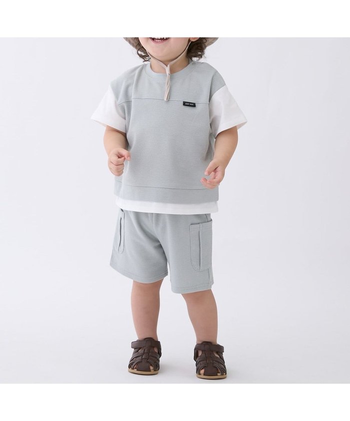 【ナルミヤ オンライン/NARUMIYA ONELINE / KIDS】の【接触冷感】ドッキングカットセットアップ インテリア・キッズ・メンズ・レディースファッション・服の通販 founy(ファニー) https://founy.com/ ファッション Fashion キッズファッション Fashion for Kids セットアップ Set-Up, Coordinated Outfit ポケット Pocket, Pocket Detail |ID: prp329100004918118 ipo3291000000036889138