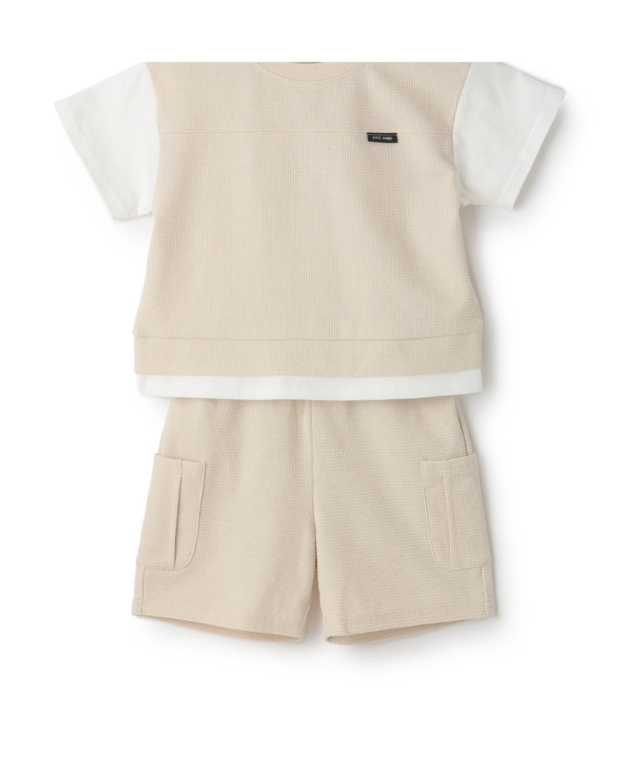 【ナルミヤ オンライン/NARUMIYA ONELINE / KIDS】の【接触冷感】ドッキングカットセットアップ インテリア・キッズ・メンズ・レディースファッション・服の通販 founy(ファニー) 　ファッション　Fashion　キッズファッション　Fashion for Kids　セットアップ　Set-Up, Coordinated Outfit　ポケット　Pocket, Pocket Detail　薄ベージュ|ID: prp329100004918118 ipo3291000000036889140