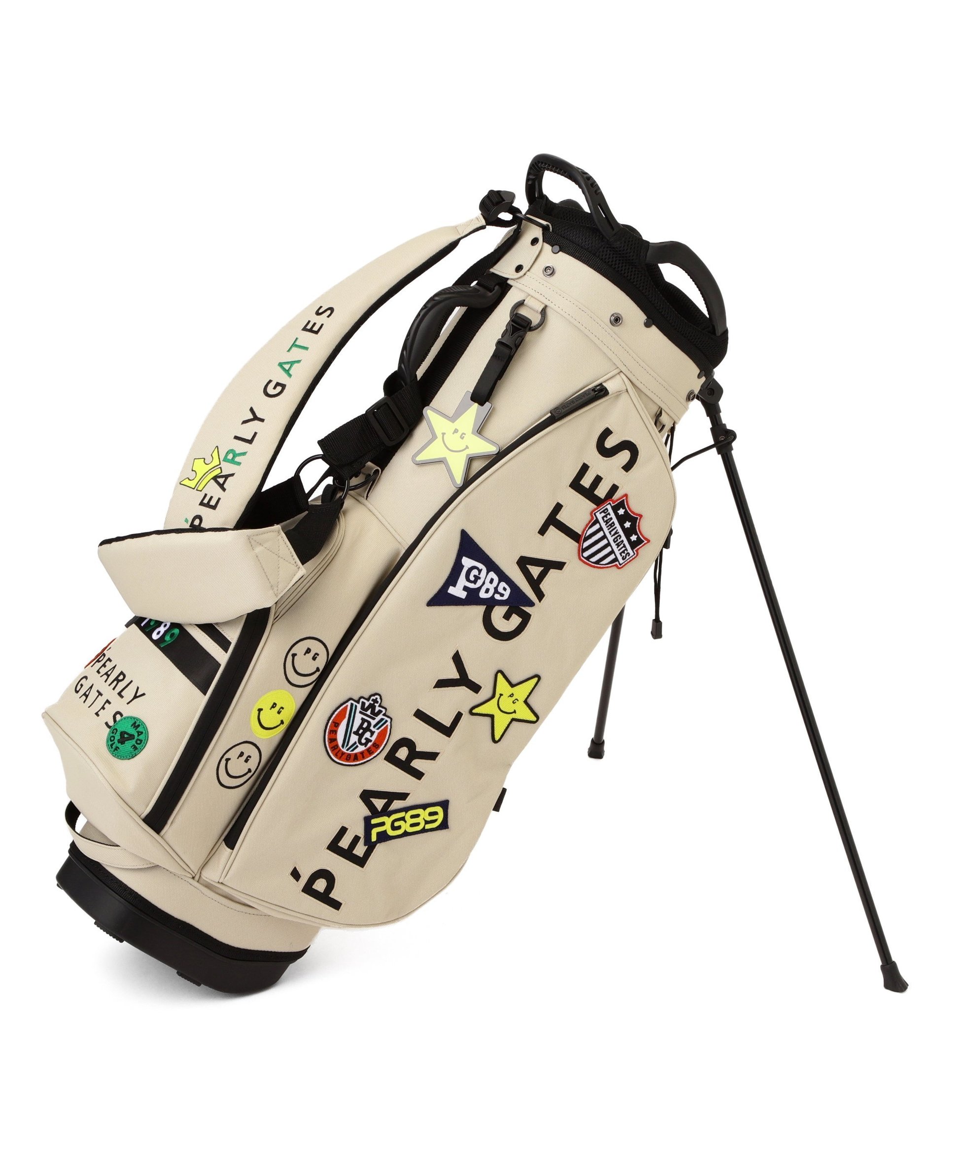 【パーリーゲイツ/PEARLY GATES / MEN】のワッペンスタンド式キャディバッグ (46インチ対応) (UNISEX) インテリア・キッズ・メンズ・レディースファッション・服の通販 founy(ファニー) ファッション Fashion メンズファッション Fashion for Men バッグ Bags ユニセックス Unisex, Genderless クッション Cushion, Throw Pillow スタンド Stand Collar, Upright Stand チャーム Charm, Pendant バランス Balance, Style Balance プレート Plate, Dish ポケット Pocket, Pocket Detail ラウンド Round, Round Neck ベージュ|ID: prp329100004918137 ipo3291000000036889222