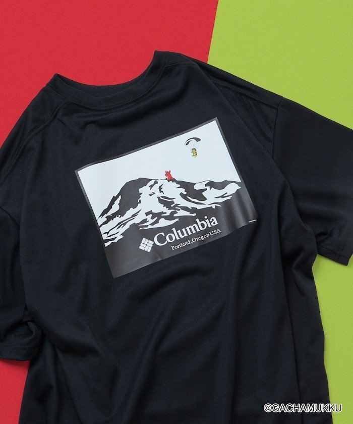 【フリークスストア/FREAK'S STORE】のガチャピン・ムック×Columbia×FREAK S STORE 別注 インペリアルパーク マウンテンモチーフ バックプリント Tシャツ【限定展開】 インテリア・キッズ・メンズ・レディースファッション・服の通販 founy(ファニー) 　ファッション　Fashion　レディースファッション　Fashion for Women　トップス・カットソー　Cut & Sew Tops　シャツ・ブラウス・オフィスカジュアル　Elegant Blouses & Button-Ups　ロングTシャツ・Tシャツ　Longline T-Shirts & Tees　バッグ　Bags　インナー　Innerwear　カーゴパンツ　Cargo Pants, Utility Pants　グラフィック　Graphic, Graphic Design　コラボ　Collaboration, Collab　吸水　Absorbent, Quick-Dry　ショーツ　Shorts, Short Pants　シンプル　Simple, Minimal　スペシャル　Special, Limited Edition　デニム　Denim, Jeans Material　トレンド　Trend, Trending Now　定番　Standard, Basic Item　人気　Popular, Best Seller　バランス　Balance, Style Balance　ビッグ　Big, Oversized　フィット　Fit, Slim Fit　フロント　Front, Front Design　プリント　Print, Printed Pattern　ボトム　Bottoms, Lower Wear　別注　Limited Edition, Custom Order　モチーフ　Motif, Design Theme　リラックス　Relax, Relaxed Fit　ワイド　Wide, Wide Fit　ワンポイント　One Point, Statement Accent　S/S・春夏　SS, Spring/Summer, Warm Season　ブラック|ID: prp329100004918154 ipo3291000000036889282