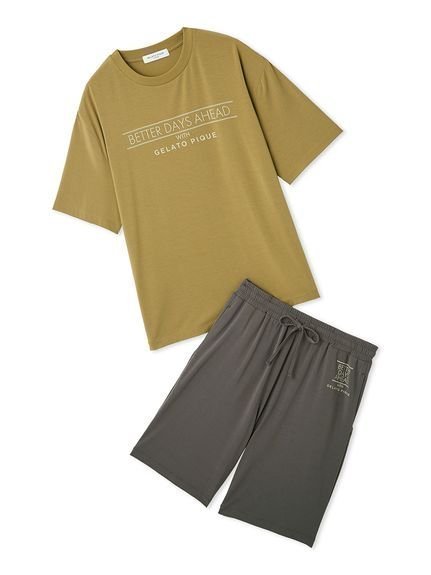【ジェラートピケ オム/GELATO PIQUE HOMME / MEN】の【HOMME】【接触冷感】クールレーヨンロゴTシャツ ハーフパンツセット インテリア・キッズ・メンズ・レディースファッション・服の通販 founy(ファニー) 　ファッション　Fashion　メンズファッション　Fashion for Men　ボトムス　Bottoms　ハーフパンツ・ショートパンツ　Shorts & Half Pants　おすすめ　Recommended / Our Picks　なめらか　Smooth, Silky Texture　ギフト プレゼント　Gift / Present　スポーツ　Sports, Activewear　スマート　Smart, Elegant　セットアップ　Set-Up, Coordinated Outfit　ハーフ　Half, Half-Length　フロント　Front, Front Design　プリント　Print, Printed Pattern　ボトム　Bottoms, Lower Wear　ポケット　Pocket, Pocket Detail　KKI[026]|ID: prp329100004918168 ipo3291000000036889338