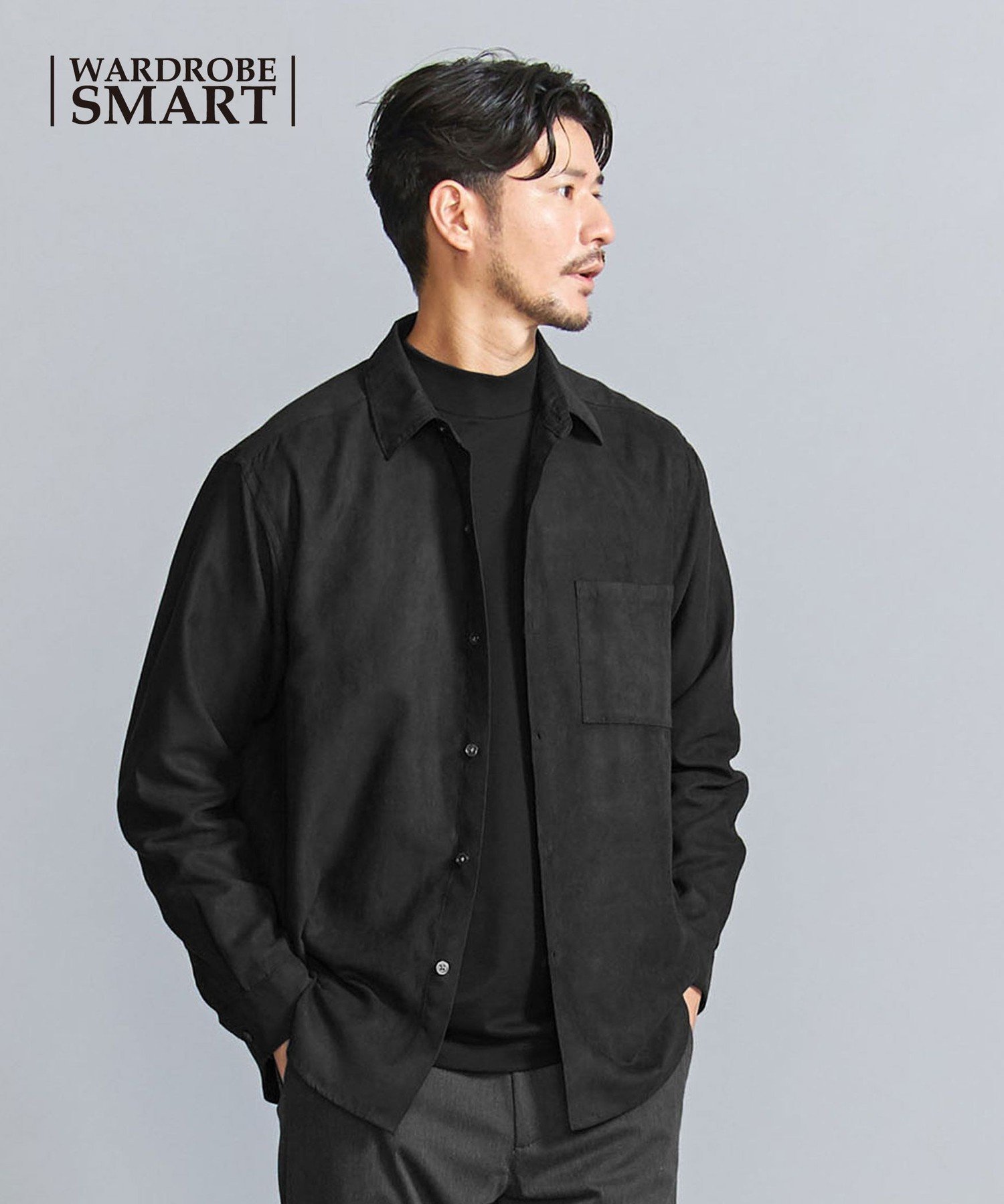 【ビューティ&ユース ユナイテッドアローズ/BEAUTY&YOUTH / UNITED ARROWS / MEN】の【WEB限定 WARDROBE SMART】スエードライク シャツ インテリア・キッズ・メンズ・レディースファッション・服の通販 founy(ファニー) 　ファッション　Fashion　メンズファッション　Fashion for Men　サテン　Satin, Glossy Fabric　スマート　Smart, Elegant　バランス　Balance, Style Balance　ファブリック　Fabric, Textile　ポケット　Pocket, Pocket Detail　ラウンド　Round, Round Neck　おすすめ　Recommended / Our Picks　BLACK|ID: prp329100004918215 ipo3291000000036889517