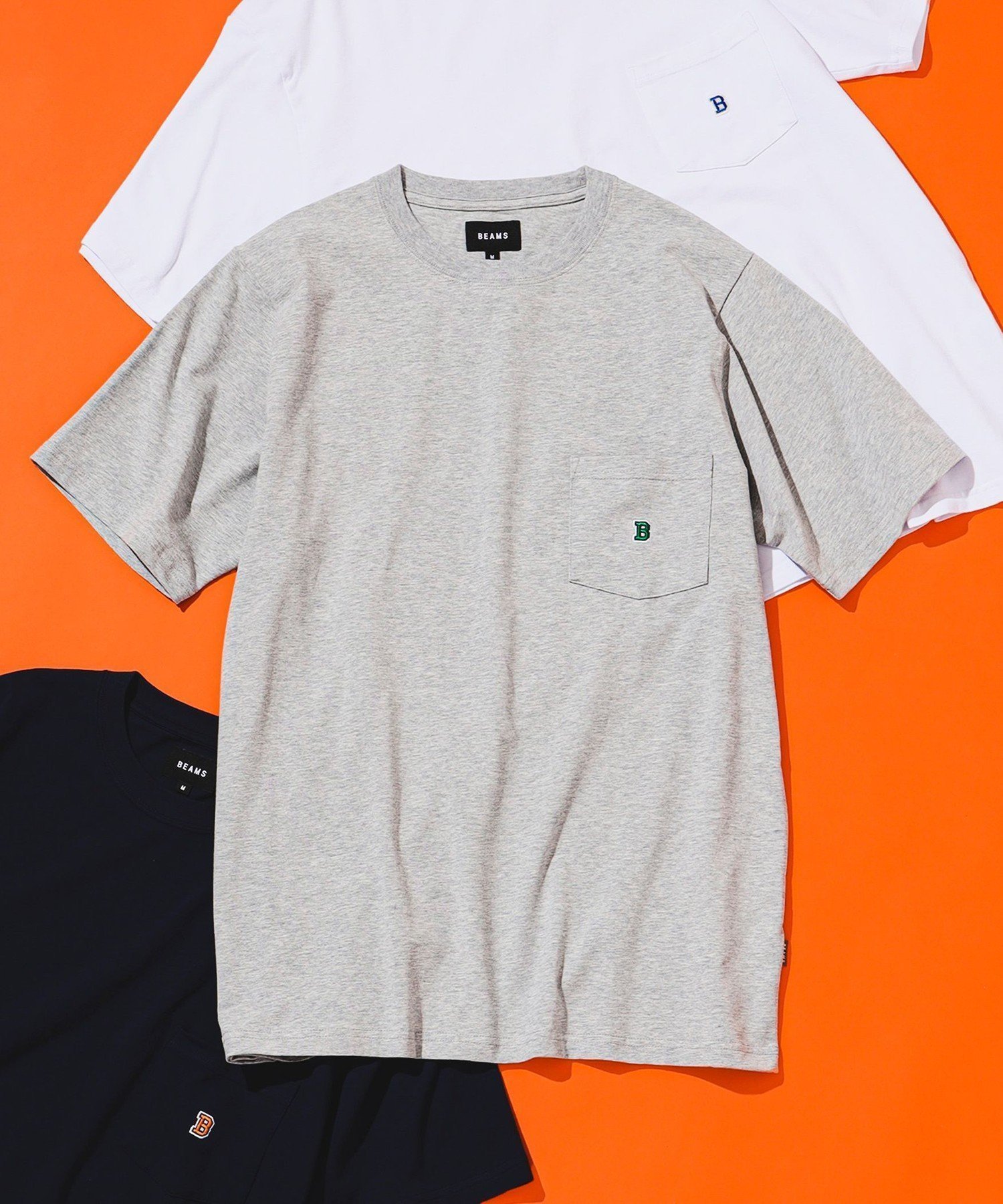 【ビームス/BEAMS / MEN】のBロゴ ポケット Tシャツ インテリア・キッズ・メンズ・レディースファッション・服の通販 founy(ファニー) 　ファッション　Fashion　メンズファッション　Fashion for Men　インナー　Innerwear　ショート　Short, Short Length　シンプル　Simple, Minimal　デニム　Denim, Jeans Material　フィット　Fit, Slim Fit　ベーシック　Basic, Essential　ポケット　Pocket, Pocket Detail　TOP_GREY|ID: prp329100004918218 ipo3291000000036889533