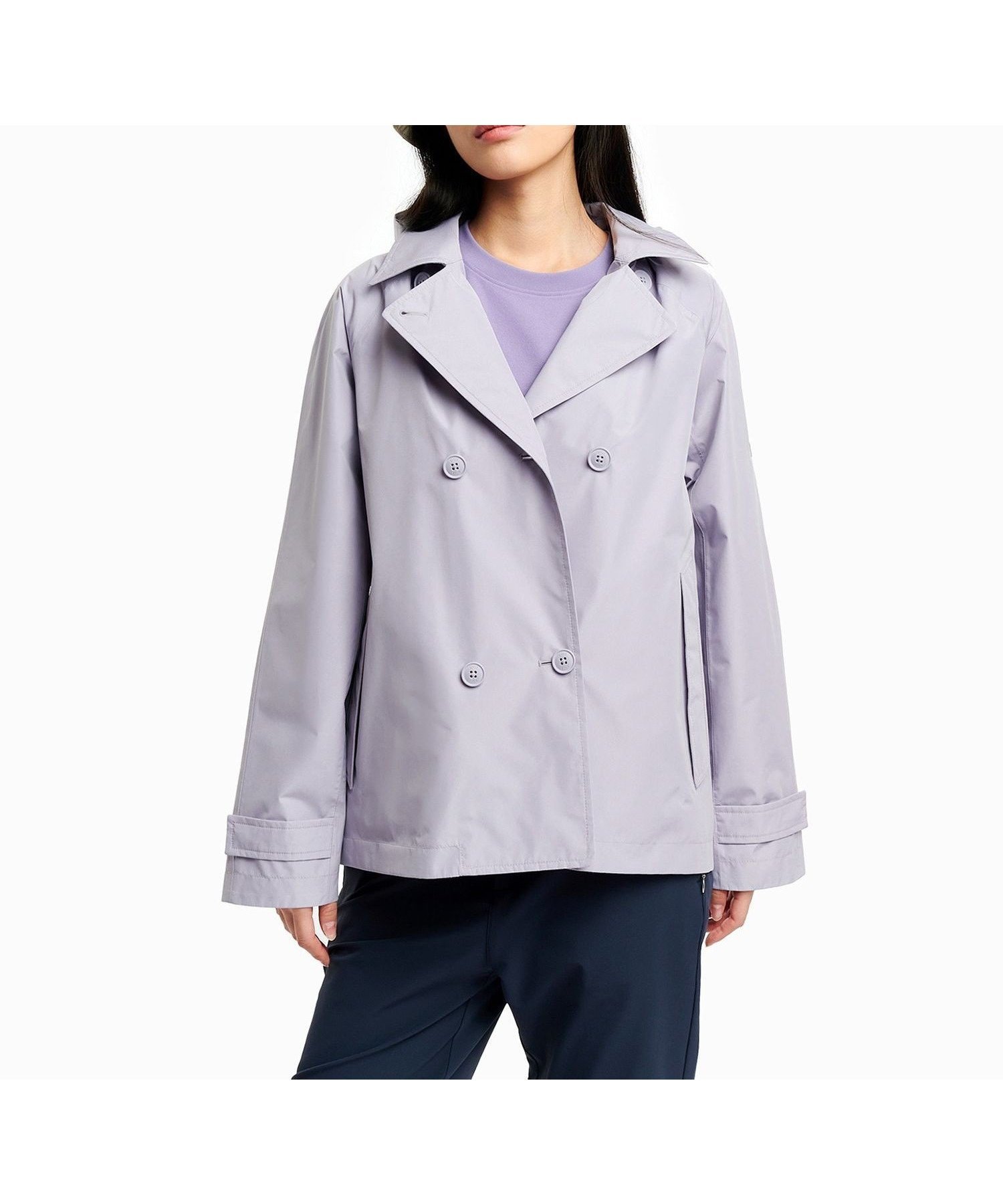 【エーグル/AIGLE】の防風 透湿 防水 GORE-TEX ゴアテックス ショートトレンチコート / フード取り外し可 インテリア・キッズ・メンズ・レディースファッション・服の通販 founy(ファニー) 　ファッション　Fashion　レディースファッション　Fashion for Women　アウター　Coat / Outerwear Collection　コート・ロングコート・ピーコート　Long Coats, Peacoats & More　トレンチコート / 春秋の定番アウター　Trench Coats　エレガント 上品　Elegant　ショート　Short, Short Length　スタイリッシュ　Stylish, Fashionable　スリーブ　Sleeve, Long Sleeve / Short Sleeve　ドローコード　Drawcord, Drawstring Cord　ハンド　Hand, Handmade　フィット　Fit, Slim Fit　ポケット　Pocket, Pocket Detail　モダン　Modern, Contemporary　パープル|ID: prp329100004918274 ipo3291000000036889743