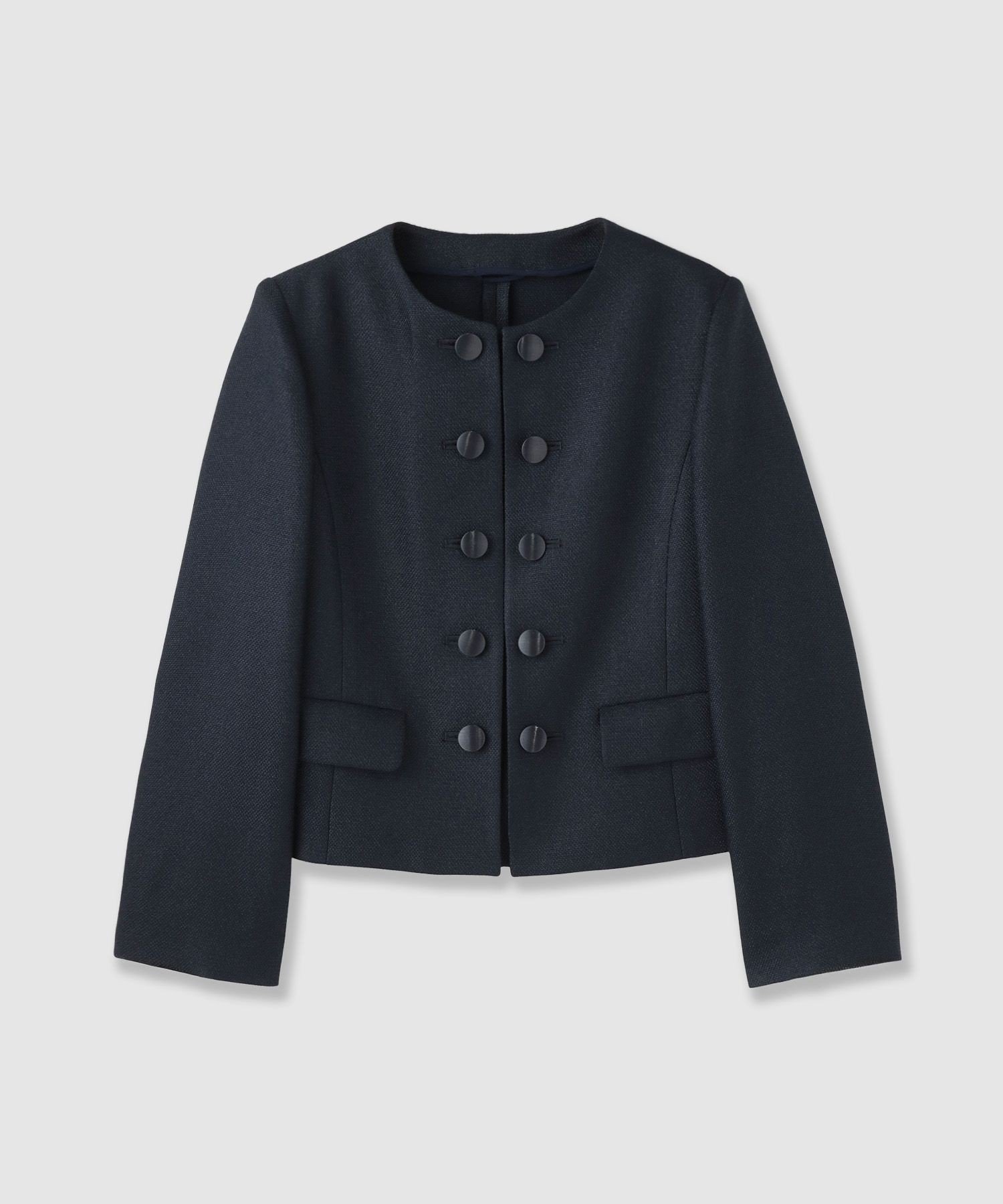 【アナイ/ANAYI】のバスケットノーカラーダブルジャケット セットアップ対応商品 インテリア・キッズ・メンズ・レディースファッション・服の通販 founy(ファニー) 　ファッション　Fashion　レディースファッション　Fashion for Women　アウター　Coat / Outerwear Collection　レディースジャケット・軽アウター　Jackets　エレガント 上品　Elegant　コンパクト　Compact, Small Size　今季　This Season, Current Season　ジャケット　Jacket, Outerwear　スマート　Smart, Elegant　セットアップ　Set-Up, Coordinated Outfit　ダブル　Double, Double-Breasted　バスケット　Basket, Basket Bag　バランス　Balance, Style Balance　リネン　Linen, Linen Fabric　S/S・春夏　SS, Spring/Summer, Warm Season　再入荷　Restock / Back in Stock　おすすめ　Recommended / Our Picks　夏　Summer　navy|ID: prp329100004918276 ipo3291000000036889749