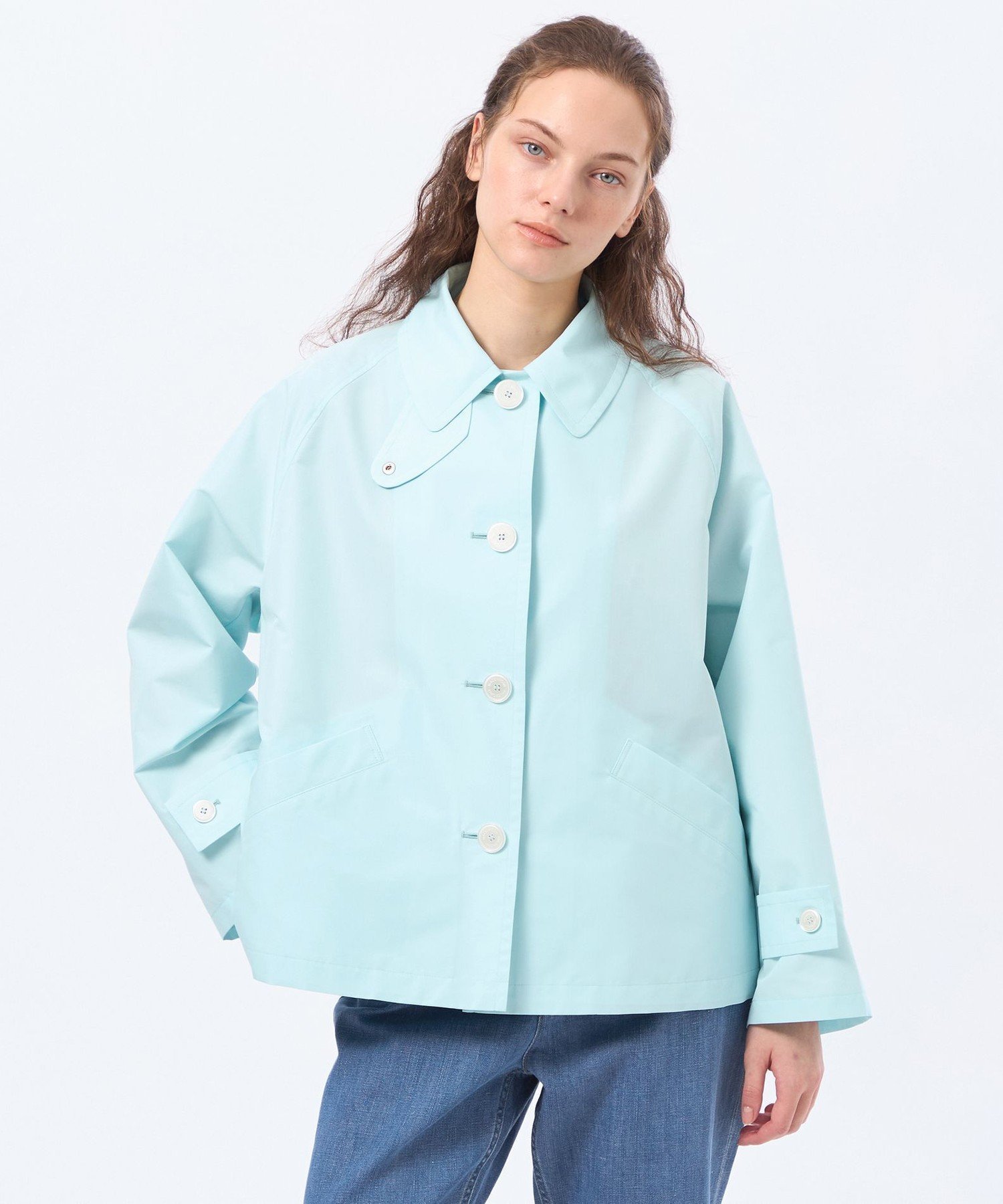 【マッキントッシュ フィロソフィー/MACKINTOSH PHILOSOPHY】の【WELBURY SHORT(ウェルベリーショート)】レインウェザークロス製 インテリア・キッズ・メンズ・レディースファッション・服の通販 founy(ファニー) 　ファッション　Fashion　レディースファッション　Fashion for Women　春　Spring　秋　Autumn　コンパクト　Compact, Small Size　軽量　Lightweight, Ultra Light　ショート　Short, Short Length　定番　Standard, Basic Item　人気　Popular, Best Seller　バランス　Balance, Style Balance　フォルム　Silhouette, Form　フラップ　Flap, Flap Pocket　フロント　Front, Front Design　おすすめ　Recommended / Our Picks　エレガント 上品　Elegant　ブルー|ID: prp329100004918287 ipo3291000000036889790