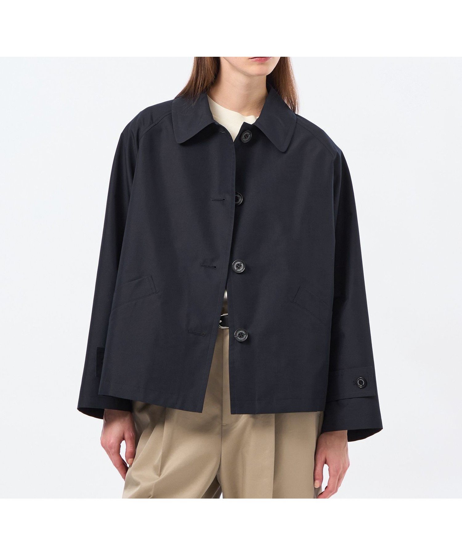 【マッキントッシュ フィロソフィー/MACKINTOSH PHILOSOPHY】の【WELBURY SHORT(ウェルベリーショート)】レインウェザークロス製 インテリア・キッズ・メンズ・レディースファッション・服の通販 founy(ファニー) 　ファッション　Fashion　レディースファッション　Fashion for Women　春　Spring　秋　Autumn　コンパクト　Compact, Small Size　軽量　Lightweight, Ultra Light　ショート　Short, Short Length　定番　Standard, Basic Item　人気　Popular, Best Seller　バランス　Balance, Style Balance　フォルム　Silhouette, Form　フラップ　Flap, Flap Pocket　フロント　Front, Front Design　おすすめ　Recommended / Our Picks　エレガント 上品　Elegant　ネイビー|ID: prp329100004918287 ipo3291000000036889791