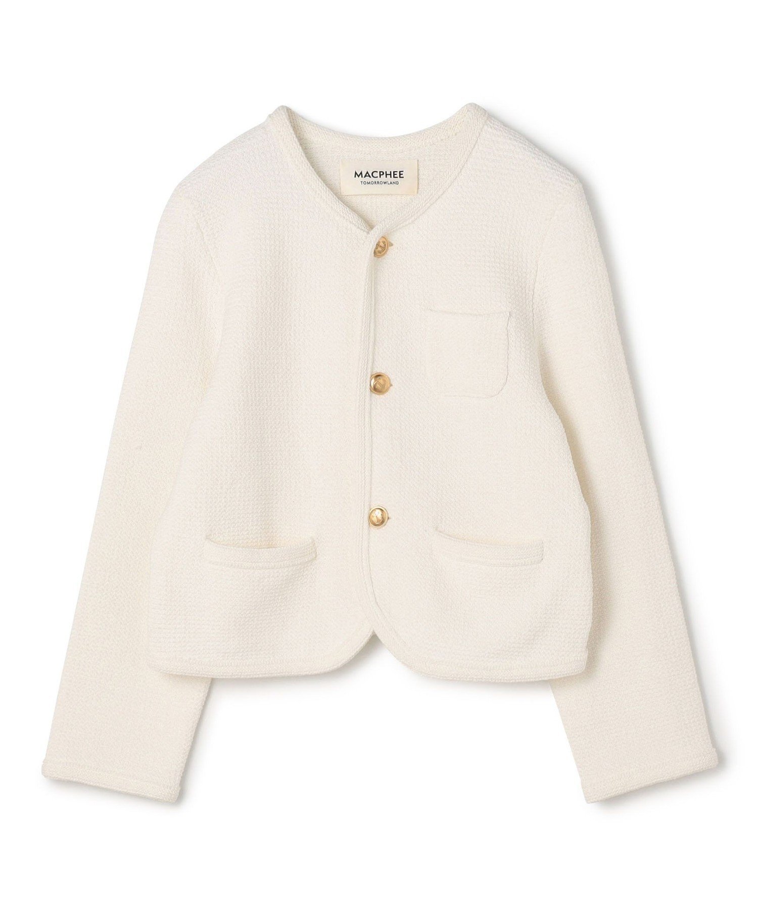 【トゥモローランド/TOMORROWLAND】のモスライクステッチ クルーネックジャケット インテリア・キッズ・メンズ・レディースファッション・服の通販 founy(ファニー) 　ファッション　Fashion　レディースファッション　Fashion for Women　アウター　Coat / Outerwear Collection　レディースジャケット・軽アウター　Jackets　2025年　2025　2025春夏・S/S　Spring/Summer 2025 SS25　クラシカル　Classical, Vintage-Inspired　コンパクト　Compact, Small Size　シェイプ　Shape, Slim Fit　ジャケット　Jacket, Outerwear　11 ホワイト|ID: prp329100004918290 ipo3291000000036889804