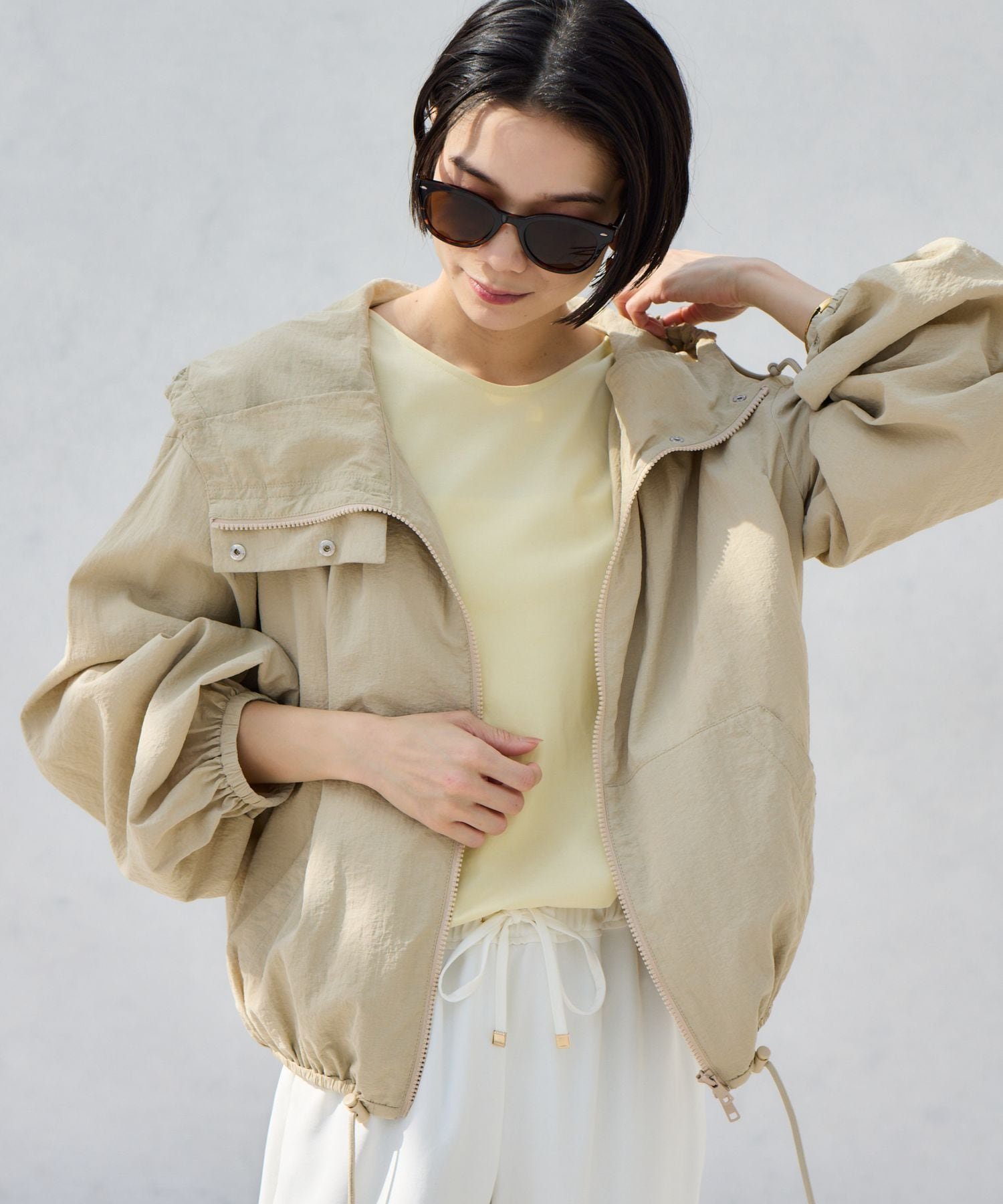 【バンヤードストーム/BARNYARDSTORM】の【『BABALOG』ご紹介アイテム】UVカットエアリーブルゾン セットアップ対応 【UVカット / WEB限定サイズL】 インテリア・キッズ・メンズ・レディースファッション・服の通販 founy(ファニー) ファッション Fashion レディースファッション Fashion for Women アウター Coat / Outerwear Collection ブルゾンジャケット・スポーティアウター Blouson Jackets インナー Innerwear エアリー Airy Texture スマート Smart, Elegant セットアップ Set-Up, Coordinated Outfit ダブル Double, Double-Breasted トレンド Trend, Trending Now ドット Polka Dot, Dot Pattern 人気 Popular, Best Seller バランス Balance, Style Balance フレア Flare, Flared ブルゾン Blouson, Bomber Jacket ボトム Bottoms, Lower Wear リネン Linen, Linen Fabric ワイド Wide, Wide Fit おすすめ Recommended / Our Picks 夏 Summer ベージュ|ID: prp329100004918301 ipo3291000000036889853