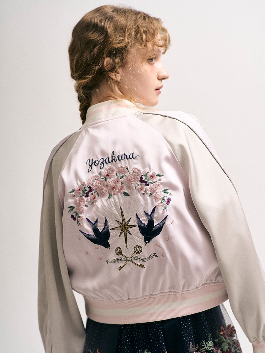 【リリーブラウン/Lily Brown】の【LILY BROWN×KEITA MARUYAMA】yozakuraスカジャン(サテンリバーシブル) インテリア・キッズ・メンズ・レディースファッション・服の通販 founy(ファニー) 　ファッション　Fashion　レディースファッション　Fashion for Women　ヴィンテージ　Vintage Style　コレクション　Collection, Seasonal Line　今季　This Season, Current Season　サテン　Satin, Glossy Fabric　スペシャル　Special, Limited Edition　スマート　Smart, Elegant　プリント　Print, Printed Pattern　モチーフ　Motif, Design Theme　リバーシブル　Reversible, Two-Sided　ロマンティック　Romantic, Feminine Style　PNK[066]|ID: prp329100004918304 ipo3291000000036889864