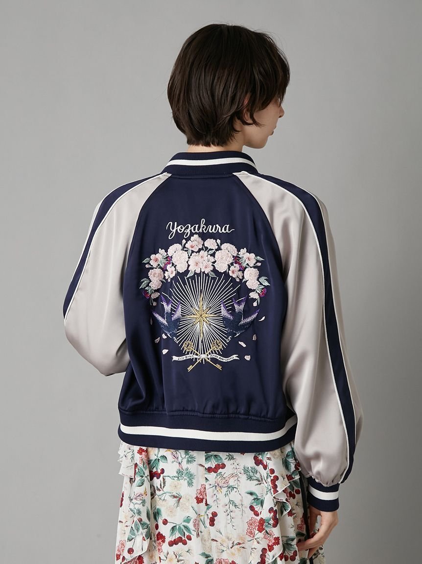 【リリーブラウン/Lily Brown】の【LILY BROWN×KEITA MARUYAMA】yozakuraスカジャン(サテンリバーシブル) インテリア・キッズ・メンズ・レディースファッション・服の通販 founy(ファニー) 　ファッション　Fashion　レディースファッション　Fashion for Women　ヴィンテージ　Vintage Style　コレクション　Collection, Seasonal Line　今季　This Season, Current Season　サテン　Satin, Glossy Fabric　スペシャル　Special, Limited Edition　スマート　Smart, Elegant　プリント　Print, Printed Pattern　モチーフ　Motif, Design Theme　リバーシブル　Reversible, Two-Sided　ロマンティック　Romantic, Feminine Style　NVY[089]|ID: prp329100004918304 ipo3291000000036889865