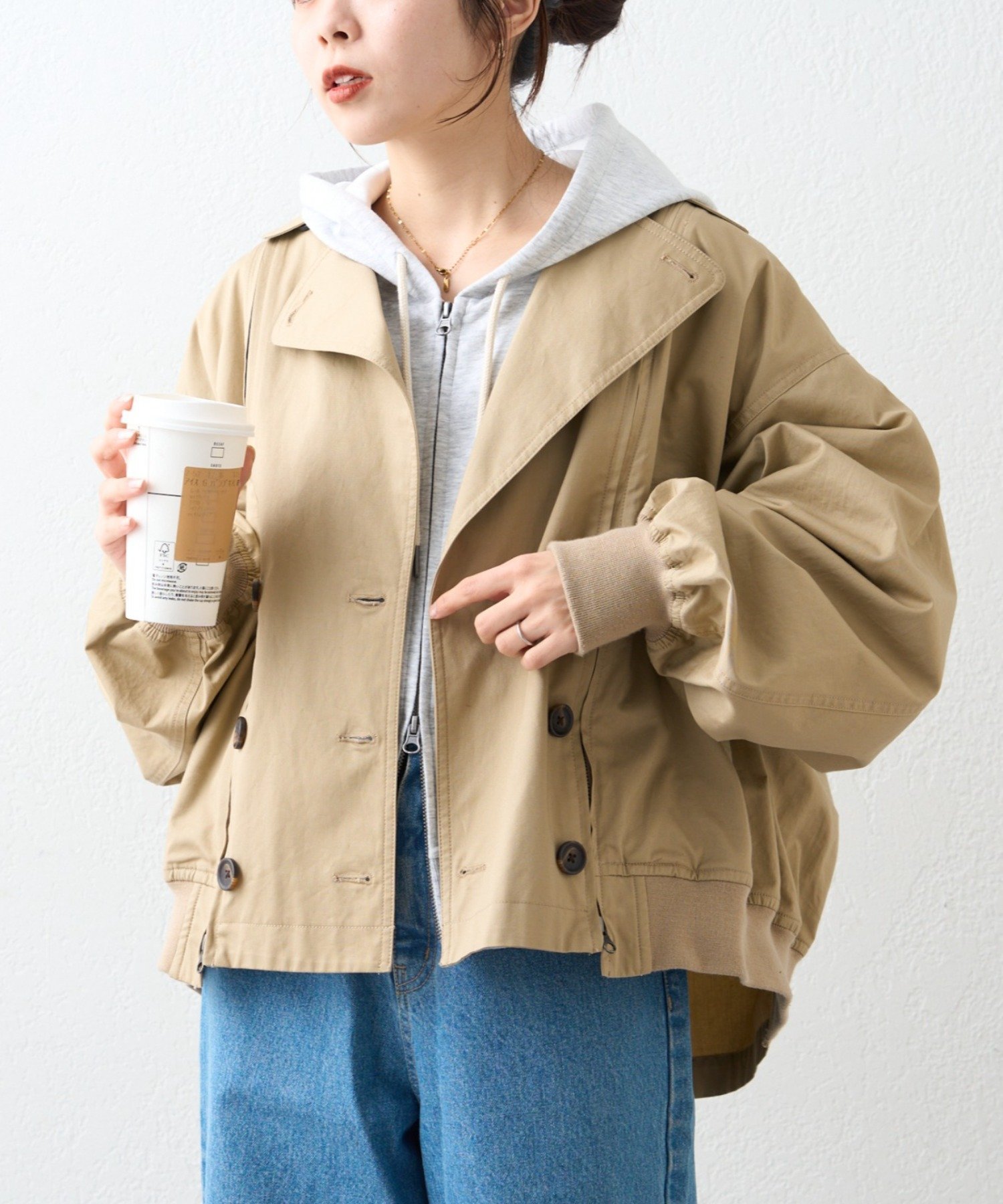 【チャオパニックティピー/CIAOPANIC TYPY】の【2WAY】ZIP切替トレンチコート 人気、トレンドファッション・服の通販 founy(ファニー) 　ファッション　Fashion　レディースファッション　Fashion for Women　アウター　Coat / Outerwear Collection　コート・ロングコート・ピーコート　Long Coats, Peacoats & More　トレンチコート / 春秋の定番アウター　Trench Coats　切替　Switching, Contrast Panel　ショート　Short, Short Length　ジップ　Zip, Zipper　スウェット / スエット　Sweatshirt, Sweatwear　スラックス　Slacks, Dress Pants　デニム　Denim, Jeans Material　トレンチ　Trench, Trench Coat　フロント　Front, Front Design　ワイド　Wide, Wide Fit　おすすめ　Recommended / Our Picks　 other-1|ID: prp329100004918312 ipo3291000000036889900