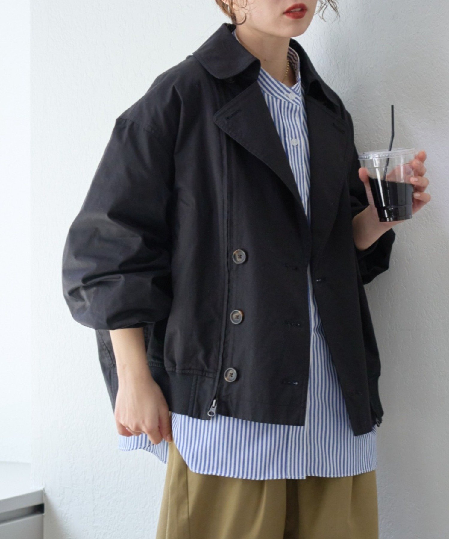 【チャオパニックティピー/CIAOPANIC TYPY】の【2WAY】ZIP切替トレンチコート インテリア・キッズ・メンズ・レディースファッション・服の通販 founy(ファニー) 　ファッション　Fashion　レディースファッション　Fashion for Women　アウター　Coat / Outerwear Collection　コート・ロングコート・ピーコート　Long Coats, Peacoats & More　トレンチコート / 春秋の定番アウター　Trench Coats　切替　Switching, Contrast Panel　ショート　Short, Short Length　ジップ　Zip, Zipper　スウェット / スエット　Sweatshirt, Sweatwear　スラックス　Slacks, Dress Pants　デニム　Denim, Jeans Material　トレンチ　Trench, Trench Coat　フロント　Front, Front Design　ワイド　Wide, Wide Fit　おすすめ　Recommended / Our Picks　ブラック|ID: prp329100004918312 ipo3291000000036889903