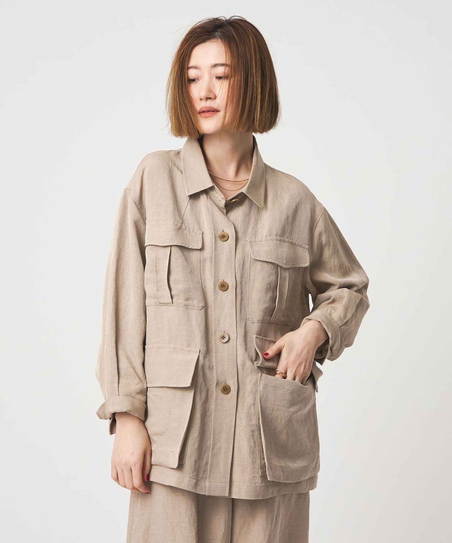 【ユナイテッドアローズ/UNITED ARROWS】のconte サファリ ジャケット インテリア・キッズ・メンズ・レディースファッション・服の通販 founy(ファニー) ファッション Fashion レディースファッション Fashion for Women アウター Coat / Outerwear Collection レディースジャケット・軽アウター Jackets ジャケット Jacket, Outerwear ツイル Twist, Twisted Detail バランス Balance, Style Balance フラップ Flap, Flap Pocket ブルゾン Blouson, Bomber Jacket ポケット Pocket, Pocket Detail マニッシュ Mannish, Boyish BEIGE|ID: prp329100004918325 ipo3291000000036889963