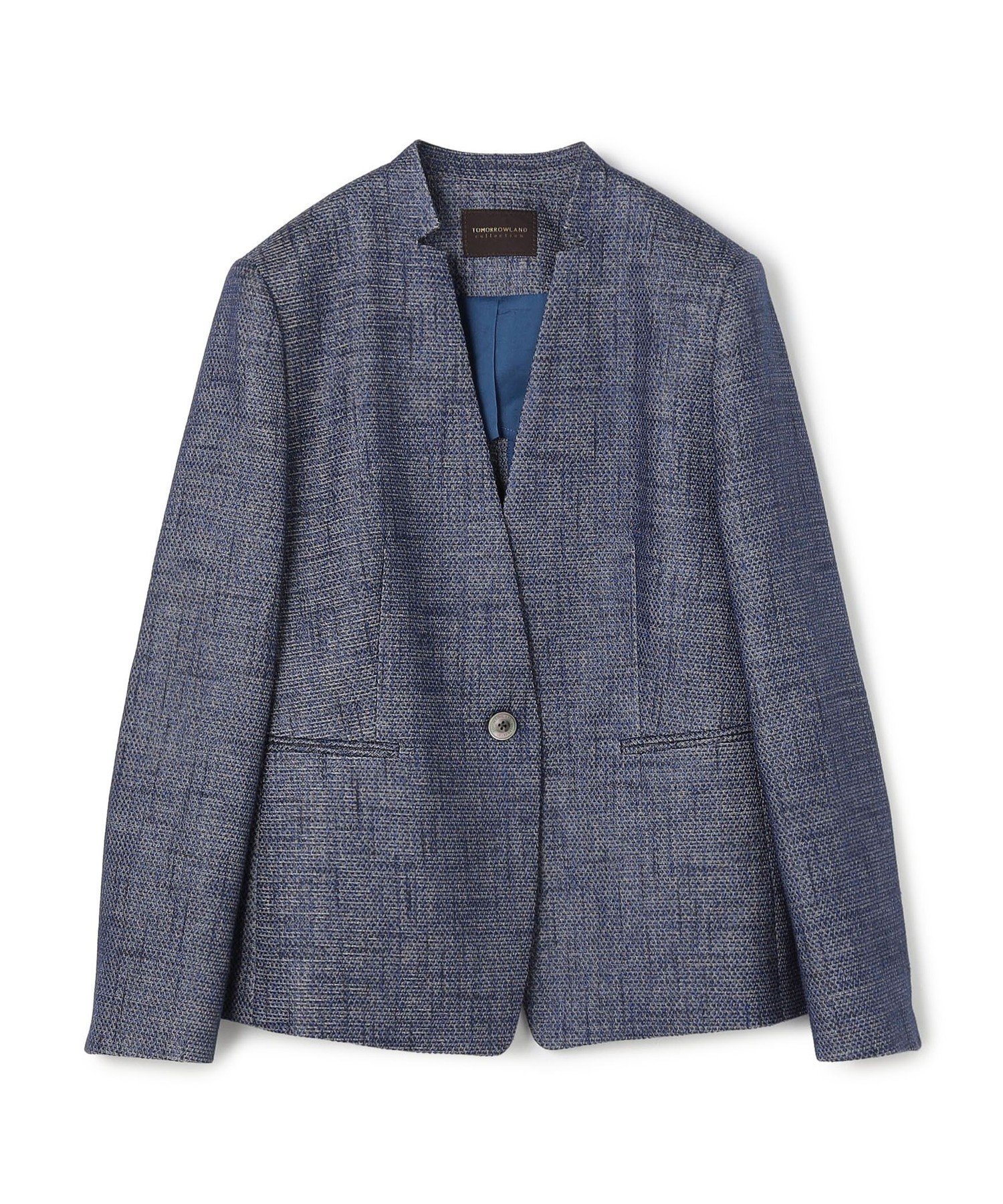 【トゥモローランド/TOMORROWLAND】のフラットテープ キザミカラージャケット インテリア・キッズ・メンズ・レディースファッション・服の通販 founy(ファニー) 　ファッション　Fashion　レディースファッション　Fashion for Women　アウター　Coat / Outerwear Collection　レディースジャケット・軽アウター　Jackets　インナー　Innerwear　カッティング　Cutting Detail　コンパクト　Compact, Small Size　シェイプ　Shape, Slim Fit　ジャケット　Jacket, Outerwear　ダウン　Down, Puffer　ツイード　Twill, Twill Weave　フラット　Flat, Flat Shoes　フロント　Front, Front Design　ボトム　Bottoms, Lower Wear　春　Spring　68 ネイビー系|ID: prp329100004918337 ipo3291000000036890012