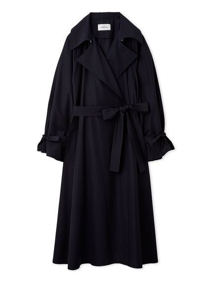 【フレイ アイディー/FRAY I.D】のライトフレアーロングトレンチコート/UVカット・接触冷感・撥水 インテリア・キッズ・メンズ・レディースファッション・服の通販 founy(ファニー) 　ファッション　Fashion　レディースファッション　Fashion for Women　アウター　Coat / Outerwear Collection　コート・ロングコート・ピーコート　Long Coats, Peacoats & More　トレンチコート / 春秋の定番アウター　Trench Coats　カフス　Cuff Design　ガウン　Gown, Robe　シンプル　Simple, Minimal　スマート　Smart, Elegant　フロント　Front, Front Design　リボン　Ribbon, Bow　おすすめ　Recommended / Our Picks　NVY[089]|ID: prp329100004918340 ipo3291000000036890026