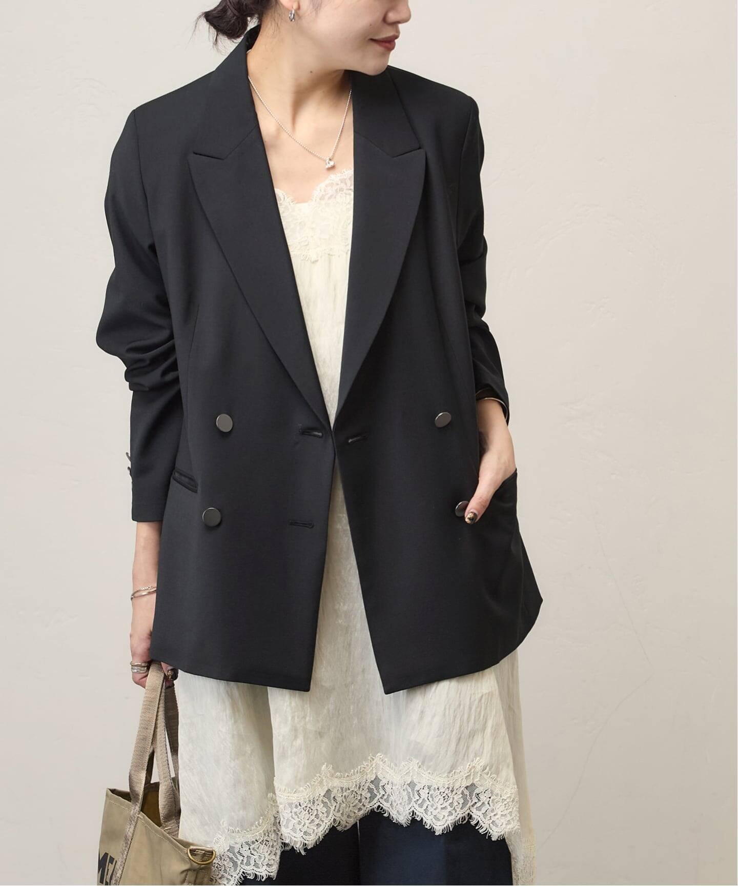 【ジャーナルスタンダード/JOURNAL STANDARD】の《追加2》4B ダブルブレステッドジャケット インテリア・キッズ・メンズ・レディースファッション・服の通販 founy(ファニー) 　ファッション　Fashion　レディースファッション　Fashion for Women　アウター　Coat / Outerwear Collection　レディースジャケット・軽アウター　Jackets　インナー　Innerwear　スマート　Smart, Elegant　デニム　Denim, Jeans Material　フェミニン　Feminine, Girly　ブラック|ID: prp329100004918362 ipo3291000000036890125