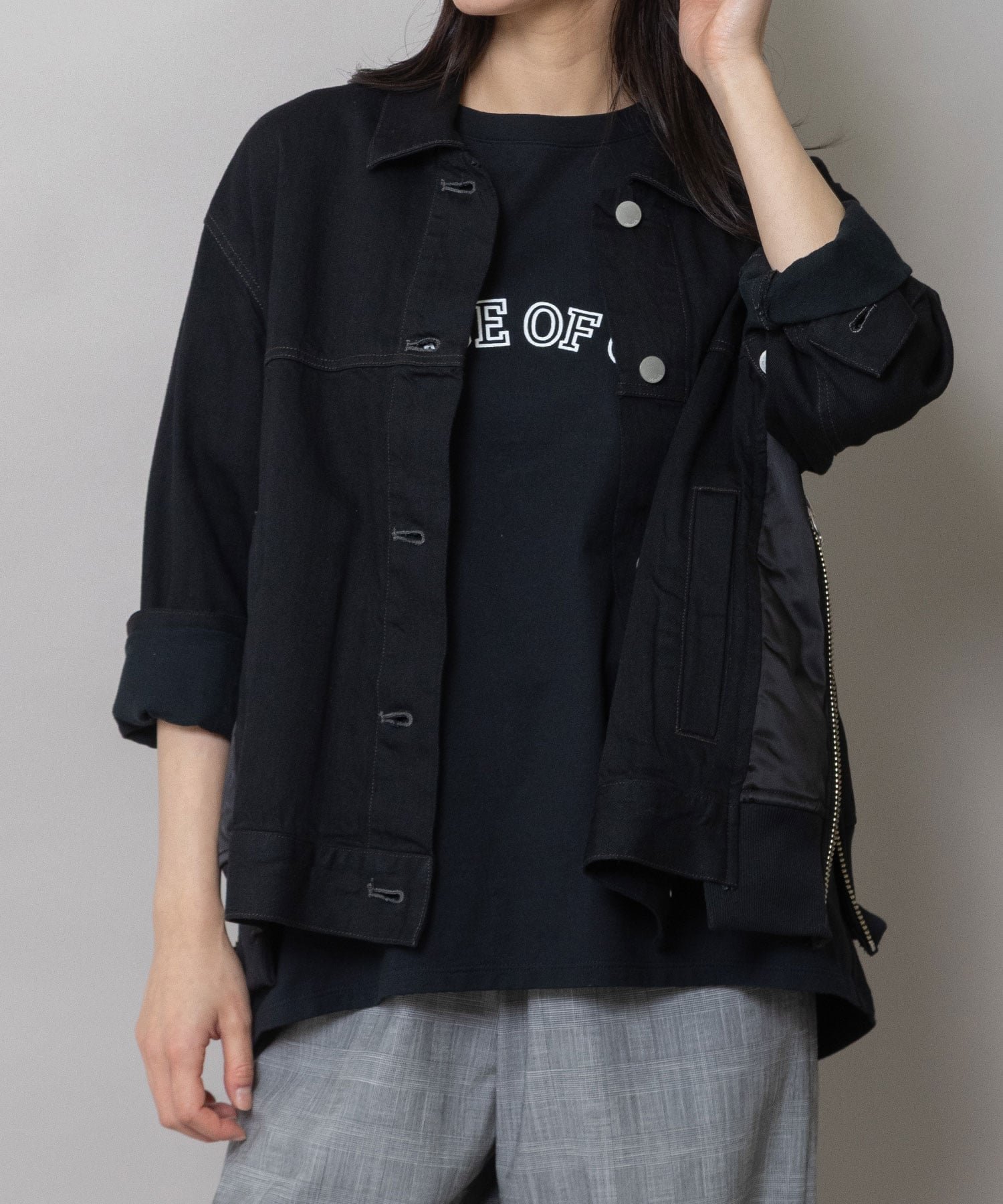 【ミューニック/Munich】の【ブランド定番】8ozデニム*ナイロンツイルドッキングトラッカージャケット インテリア・キッズ・メンズ・レディースファッション・服の通販 founy(ファニー) 　ファッション　Fashion　レディースファッション　Fashion for Women　アウター　Coat / Outerwear Collection　レディースジャケット・軽アウター　Jackets　クール　Cool, Chic　シンプル　Simple, Minimal　ジャケット　Jacket, Outerwear　デニム　Denim, Jeans Material　ドッキング　Docking, Mixed Material　定番　Standard, Basic Item　ブルゾン　Blouson, Bomber Jacket　モダン　Modern, Contemporary　A/W・秋冬　Autumn/Winter　2025年　2025　2025-2026秋冬・A/W　Autumn/Winter 2025–26 AW25–26　blk|ID: prp329100004918399 ipo3291000000036890268