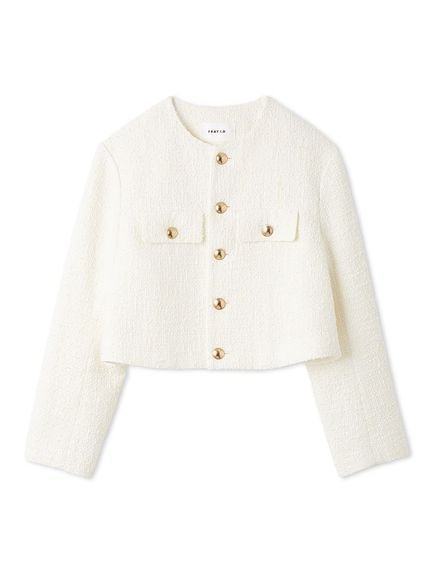【フレイ アイディー/FRAY I.D】のクロップドツイードジャケット インテリア・キッズ・メンズ・レディースファッション・服の通販 founy(ファニー) 　ファッション　Fashion　レディースファッション　Fashion for Women　アウター　Coat / Outerwear Collection　レディースジャケット・軽アウター　Jackets　クロップド　Cropped, Short Length　ジャケット　Jacket, Outerwear　スマート　Smart, Elegant　ツイード　Twill, Twill Weave　フォーマル　Formal, Dressy　フロント　Front, Front Design　エレガント 上品　Elegant　WHT[001]|ID: prp329100004918410 ipo3291000000036890305