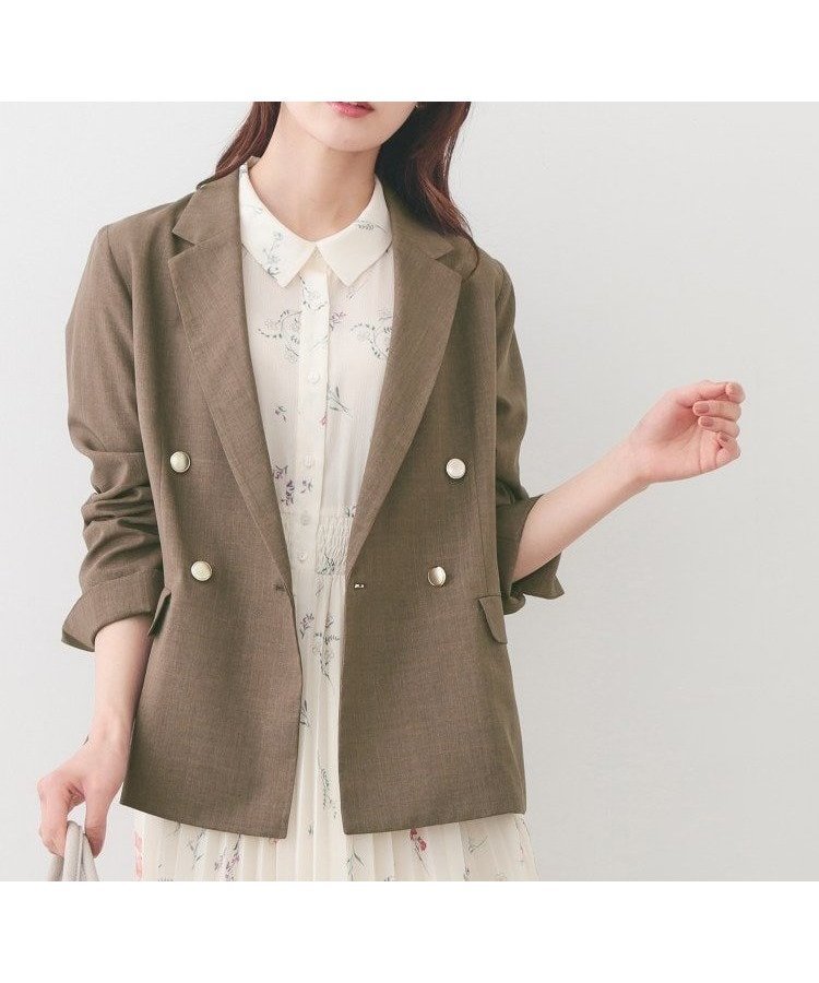 【インデックス/INDEX】の多機能ダブルブレストテーラードジャケット【洗濯機OK/接触冷感/吸水速乾/イージーアイロン/防シワ】 インテリア・キッズ・メンズ・レディースファッション・服の通販 founy(ファニー) 　ファッション　Fashion　レディースファッション　Fashion for Women　アウター　Coat / Outerwear Collection　レディースジャケット・軽アウター　Jackets　テーラードジャケット / 通勤・きれいめスタイル　Tailored Jackets & Blazers　エレガント 上品　Elegant　春　Spring　クラシック　Classic, Timeless Style　吸水　Absorbent, Quick-Dry　軽量　Lightweight, Ultra Light　スマート　Smart, Elegant　タンブラー　Tumbler, Travel Mug　ダウン　Down, Puffer　テーラード　Tailored, Tailored Fit　バランス　Balance, Style Balance　フロント　Front, Front Design　ポケット　Pocket, Pocket Detail　S/S・春夏　SS, Spring/Summer, Warm Season　夏　Summer　ブラウン|ID: prp329100004918430 ipo3291000000036890385