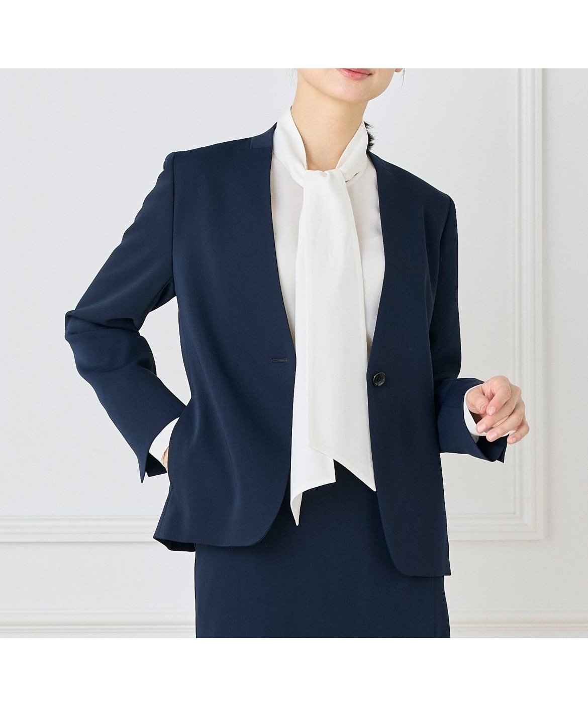 【イネド/INED】の【マルチWAYセットアップ】カラーレスジャケット インテリア・キッズ・メンズ・レディースファッション・服の通販 founy(ファニー) 　ファッション　Fashion　レディースファッション　Fashion for Women　アウター　Coat / Outerwear Collection　レディースジャケット・軽アウター　Jackets　ジャケット　Jacket, Outerwear　ストレッチ　Stretch, Stretchy Fabric　セットアップ　Set-Up, Coordinated Outfit　セレモニー　Ceremony　ビジネス 仕事 通勤　Business / Work / Commuting　ポケット　Pocket, Pocket Detail　入学式　Entrance Ceremony　卒業式　Graduation Ceremony　ネイビー|ID: prp329100004918432 ipo3291000000036890392