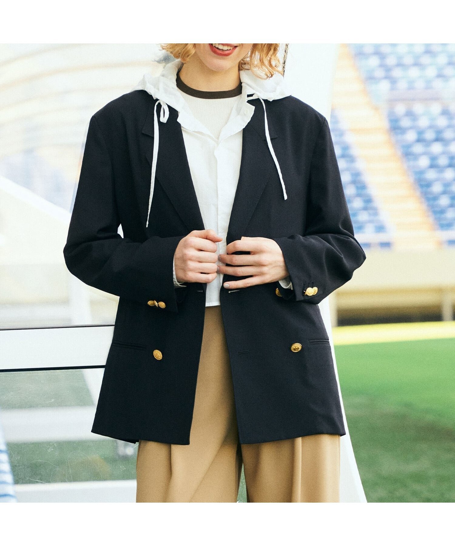 【ビショップ/Bshop】のダブルブレストジャケット WOMEN 人気、トレンドファッション・服の通販 founy(ファニー) 　ファッション　Fashion　レディースファッション　Fashion for Women　アウター　Coat / Outerwear Collection　レディースジャケット・軽アウター　Jackets　クラシック　Classic, Timeless Style　ショーツ　Shorts, Short Pants　スポーツ　Sports, Activewear　ドレス　Dress, One-Piece　ボックス　Boxy, Box Shape　夏　Summer　 other-1|ID: prp329100004918433 ipo3291000000036890393