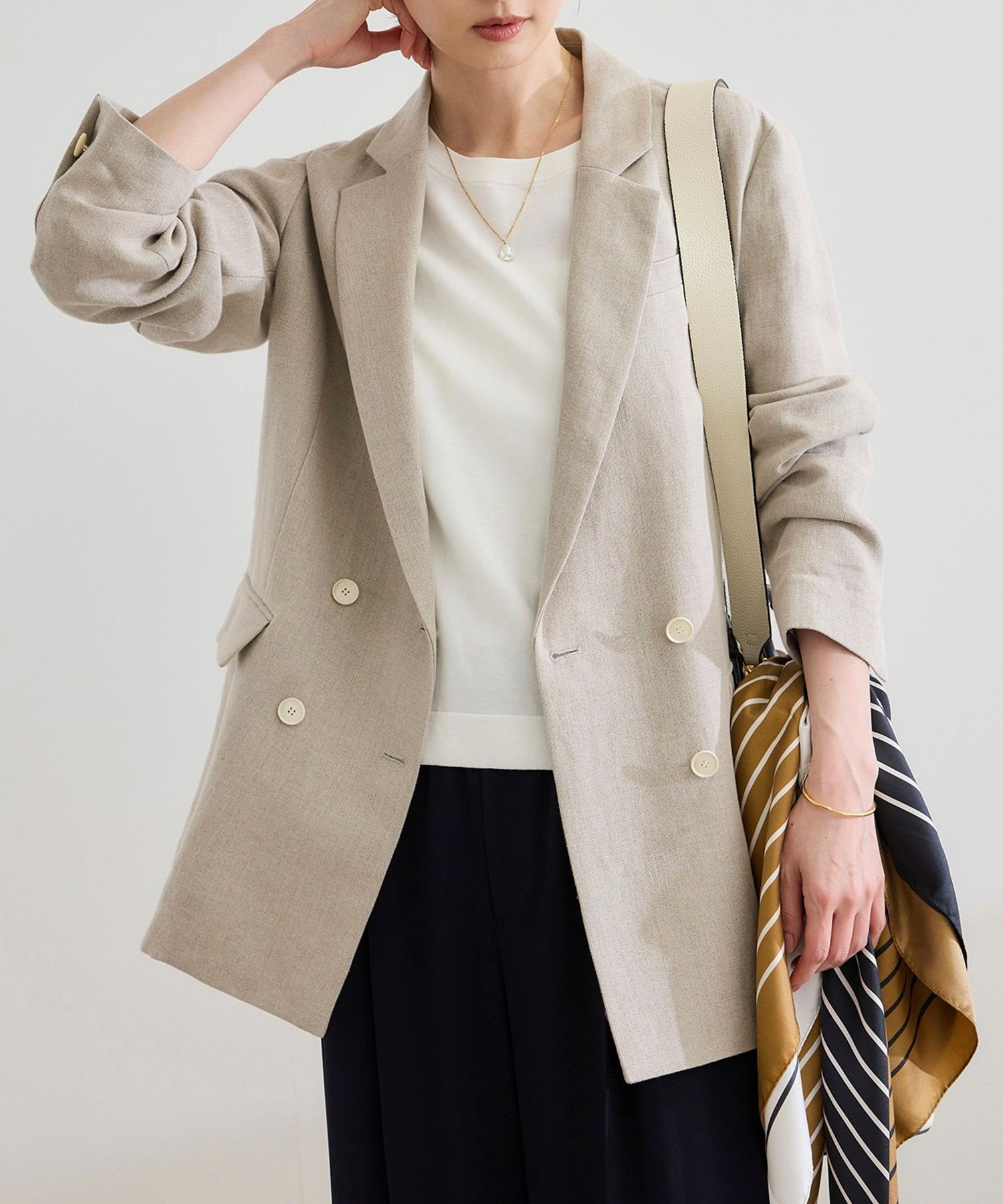 【ロペ/ROPE'】の尾州リネンダブルブレストジャケット インテリア・キッズ・メンズ・レディースファッション・服の通販 founy(ファニー) ファッション Fashion レディースファッション Fashion for Women アウター Coat / Outerwear Collection レディースジャケット・軽アウター Jackets おすすめ Recommended / Our Picks シンプル Simple, Minimal ジャケット Jacket, Outerwear ベーシック Basic, Essential ボックス Boxy, Box Shape ポケット Pocket, Pocket Detail メタル Metal, Metal Parts リネン Linen, Linen Fabric リラックス Relax, Relaxed Fit 夏 Summer 春 Spring S/S・春夏 SS, Spring/Summer, Warm Season ベージュ(27)|ID: prp329100004918435 ipo3291000000036890399