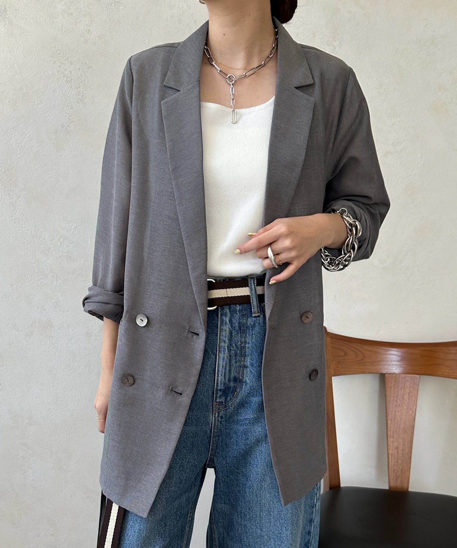 【ドゥドゥ/DouDou】の【ウォッシャブル】シアーダブルジャケット インテリア・キッズ・メンズ・レディースファッション・服の通販 founy(ファニー) 　ファッション　Fashion　レディースファッション　Fashion for Women　アウター　Coat / Outerwear Collection　レディースジャケット・軽アウター　Jackets　ウォッシャブル　Machine Washable　ジャケット　Jacket, Outerwear　スマート　Smart, Elegant　雑誌　Magazine, Fashion Magazine　ダブル　Double, Double-Breasted　バランス　Balance, Style Balance　メッシュ　Mesh, Net Fabric　S/S・春夏　SS, Spring/Summer, Warm Season　再入荷　Restock / Back in Stock　夏　Summer　エレガント 上品　Elegant　2026年　2026　グレー|ID: prp329100004918442 ipo3291000000036890426