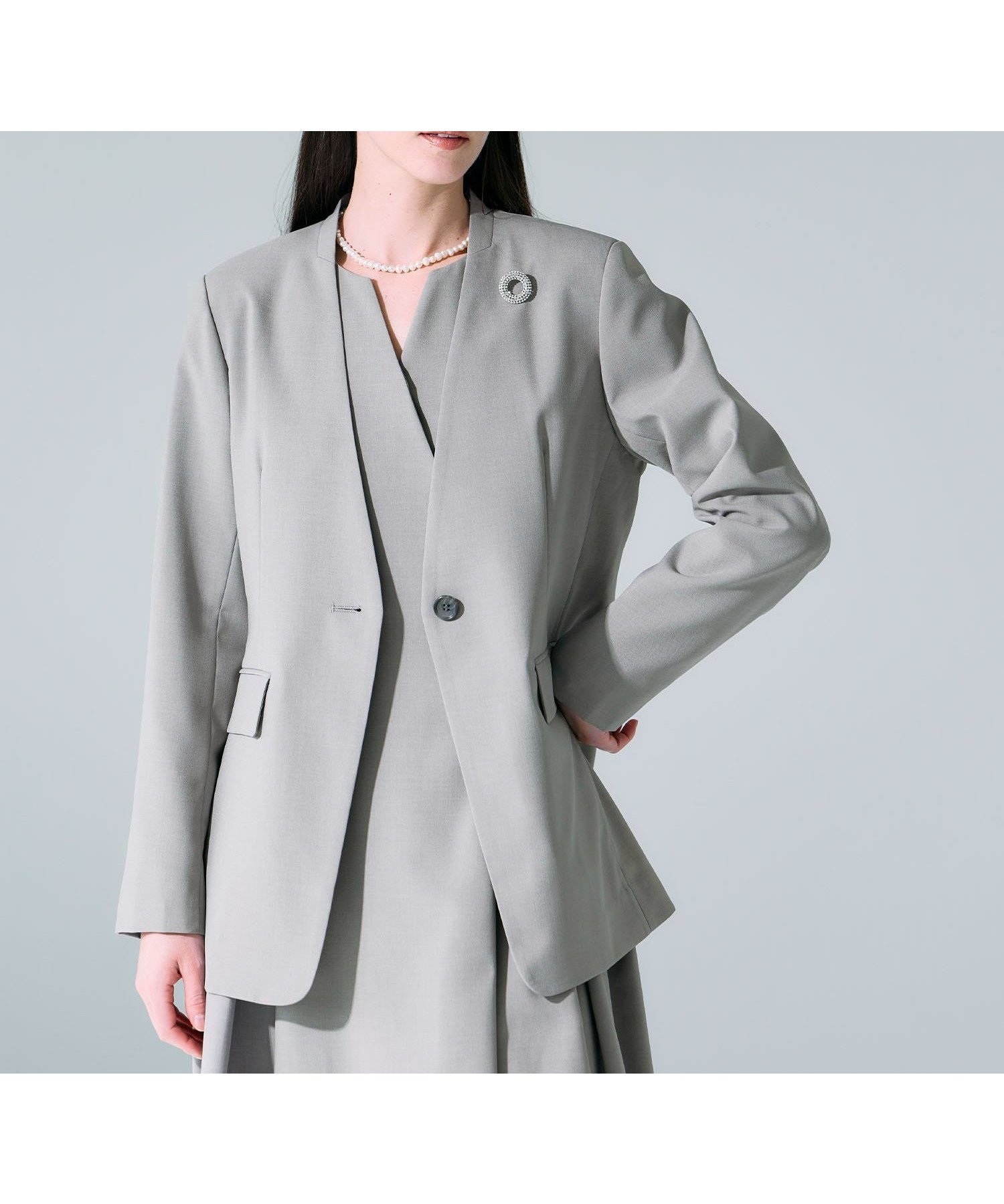 【ノーク/N.O.R.C】のカラーレスダブルジャケット【CLEAN MOTION】 インテリア・キッズ・メンズ・レディースファッション・服の通販 founy(ファニー) 　ファッション　Fashion　レディースファッション　Fashion for Women　アウター　Coat / Outerwear Collection　レディースジャケット・軽アウター　Jackets　春　Spring　今季　This Season, Current Season　吸水　Absorbent, Quick-Dry　シンプル　Simple, Minimal　ジャケット　Jacket, Outerwear　ストレッチ　Stretch, Stretchy Fabric　フロント　Front, Front Design　メランジ　Melange, Mixed Yarn　おすすめ　Recommended / Our Picks　エレガント 上品　Elegant　グレージュ|ID: prp329100004918450 ipo3291000000036890455