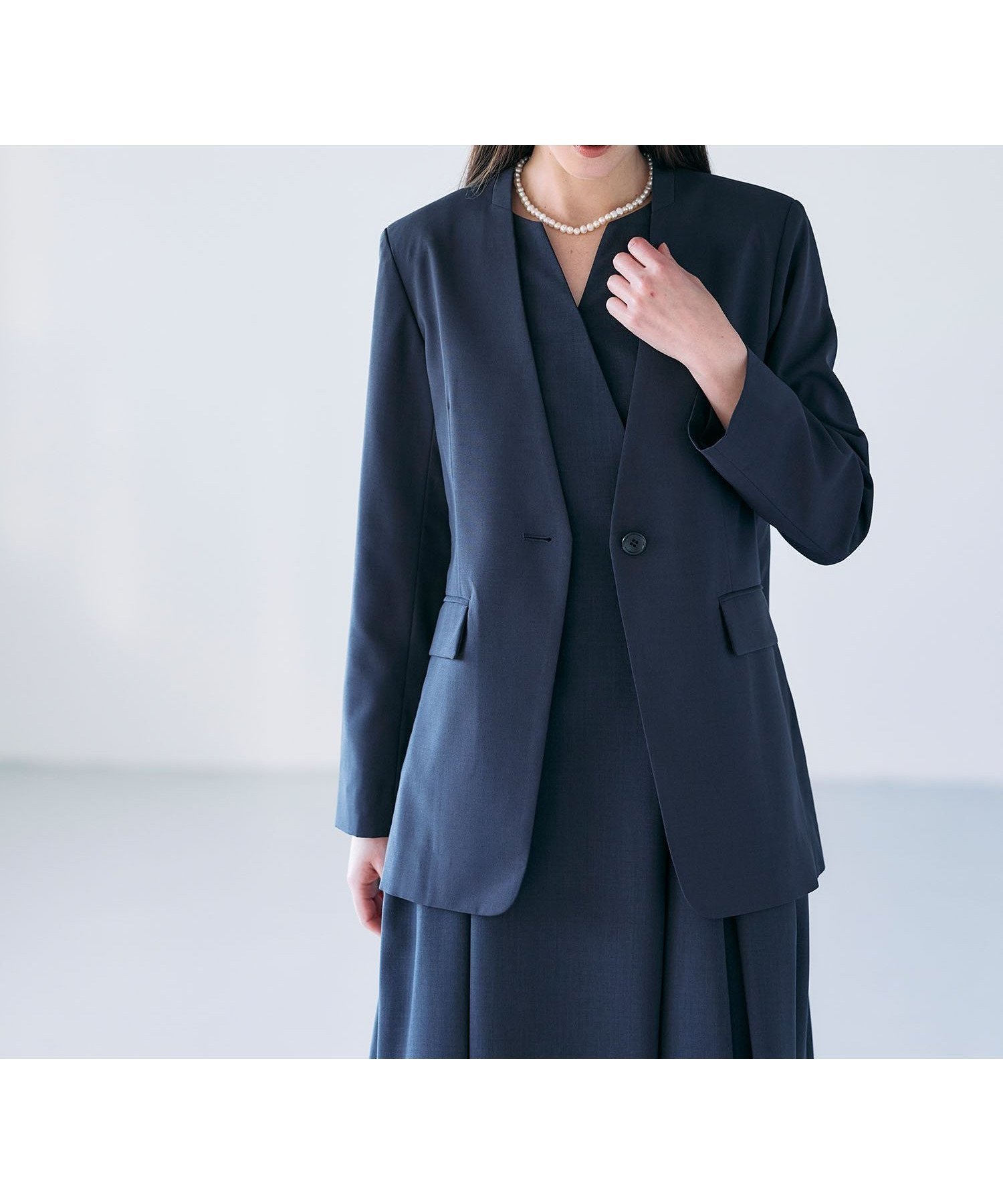 【ノーク/N.O.R.C】のカラーレスダブルジャケット【CLEAN MOTION】 インテリア・キッズ・メンズ・レディースファッション・服の通販 founy(ファニー) 　ファッション　Fashion　レディースファッション　Fashion for Women　アウター　Coat / Outerwear Collection　レディースジャケット・軽アウター　Jackets　春　Spring　今季　This Season, Current Season　吸水　Absorbent, Quick-Dry　シンプル　Simple, Minimal　ジャケット　Jacket, Outerwear　ストレッチ　Stretch, Stretchy Fabric　フロント　Front, Front Design　メランジ　Melange, Mixed Yarn　おすすめ　Recommended / Our Picks　エレガント 上品　Elegant　ネイビー|ID: prp329100004918450 ipo3291000000036890456