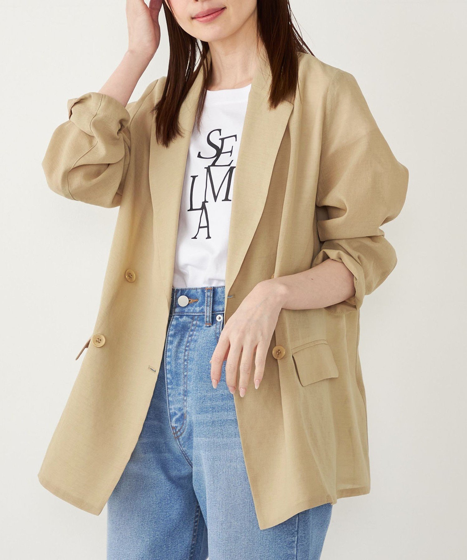 【シップス フォー ウィメン/SHIPS】のSHIPS Colors 手洗い可能 シアー リネンライク ダブルジャケット インテリア・キッズ・メンズ・レディースファッション・服の通販 founy(ファニー) 　ファッション　Fashion　レディースファッション　Fashion for Women　アウター　Coat / Outerwear Collection　レディースジャケット・軽アウター　Jackets　シアー　Sheer, See-Through　ジャケット　Jacket, Outerwear　ダブル　Double, Double-Breasted　羽織　Haori, Light Jacket　メンズ　Men's, Menswear　リネン　Linen, Linen Fabric　ルーズ　Loose, Oversized　アウトレット　Outlet / Clearance　ビジネス 仕事 通勤　Business / Work / Commuting　ベージュ|ID: prp329100004918461 ipo3291000000036890493