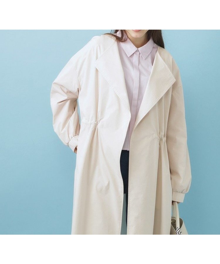 【インデックス/INDEX】のヴィンテージクロスノーカラーロングコート【洗濯機OK/ストレッチ/イージーアイロン】 インテリア・キッズ・メンズ・レディースファッション・服の通販 founy(ファニー) 　ファッション　Fashion　レディースファッション　Fashion for Women　アウター　Coat / Outerwear Collection　コート・ロングコート・ピーコート　Long Coats, Peacoats & More　春　Spring　秋　Autumn　軽量　Lightweight, Ultra Light　シンプル　Simple, Minimal　ストレッチ　Stretch, Stretchy Fabric　スマート　Smart, Elegant　トレンド　Trend, Trending Now　ドローストリング　Drawstring, Pull Cord　ポケット　Pocket, Pocket Detail　エレガント 上品　Elegant　グレージュ|ID: prp329100004918465 ipo3291000000036890512