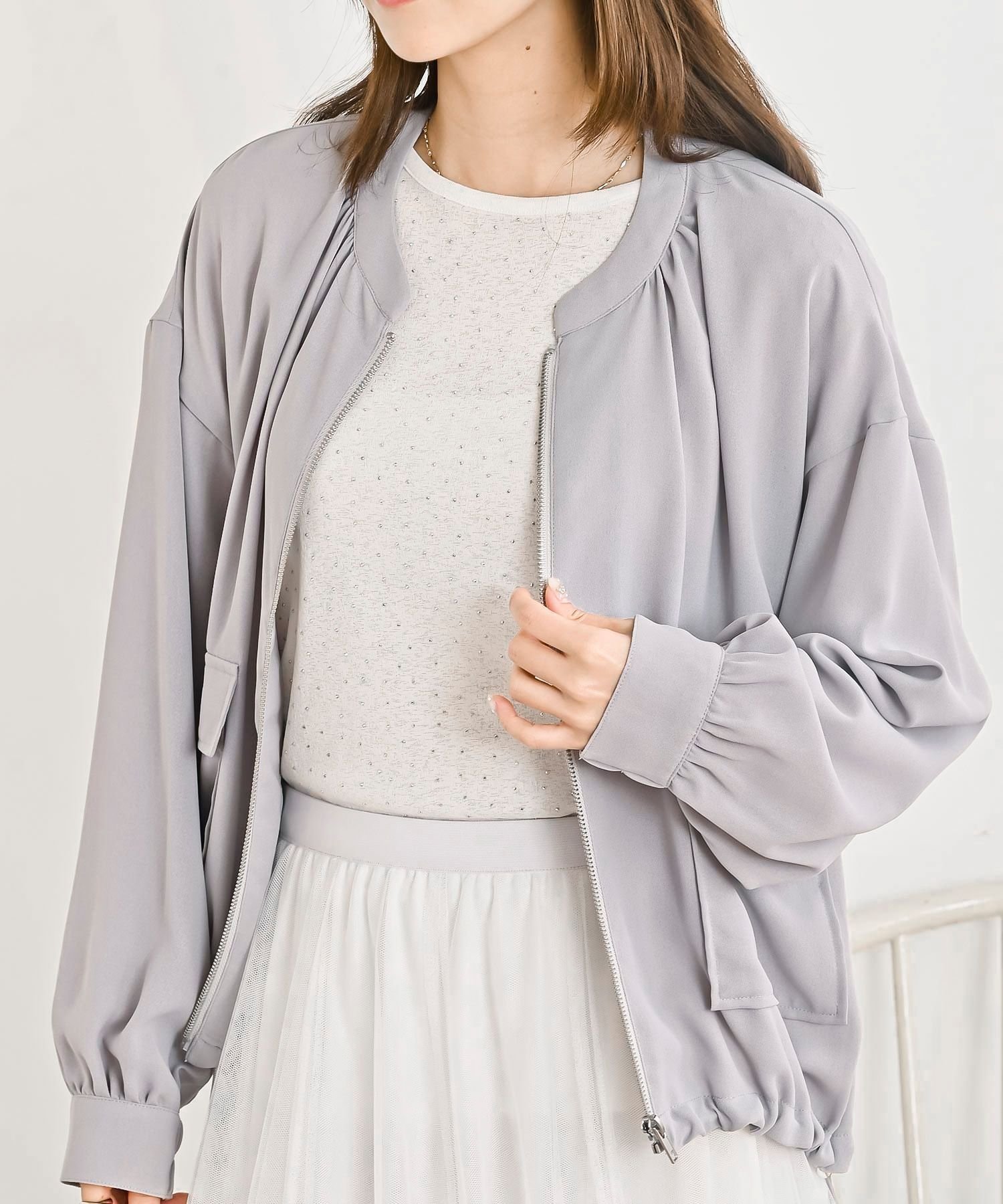 【アールピーエス/rps】のノーカラーブラウスジャケット 人気、トレンドファッション・服の通販 founy(ファニー) 　ファッション　Fashion　レディースファッション　Fashion for Women　アウター　Coat / Outerwear Collection　レディースジャケット・軽アウター　Jackets　とろみ　Fluid, Flowy Fabric　ギャザー　Gathered, Ruffled　フラップ　Flap, Flap Pocket　ブルゾン　Blouson, Bomber Jacket　ポケット　Pocket, Pocket Detail　エレガント 上品　Elegant　再入荷　Restock / Back in Stock　 other-1|ID: prp329100004918467 ipo3291000000036890517